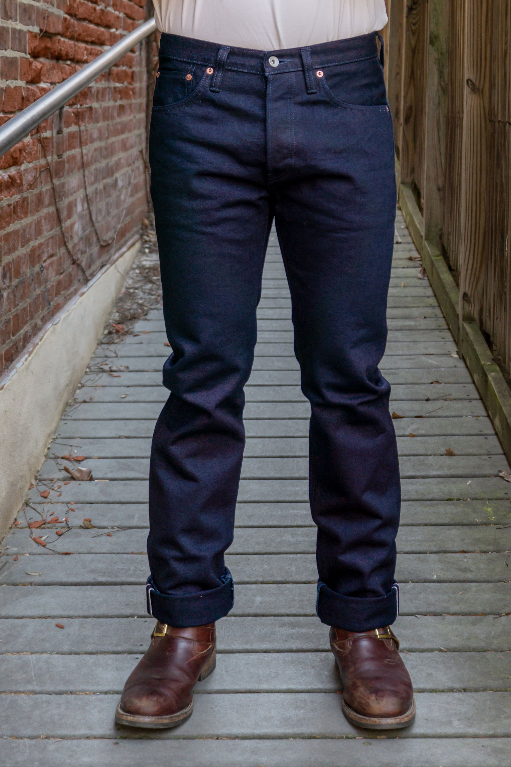 Iron Heart IH-666S-14ii 14oz Selvedge Denim Slim Straight Cut Jeans - Indigo/Indigo