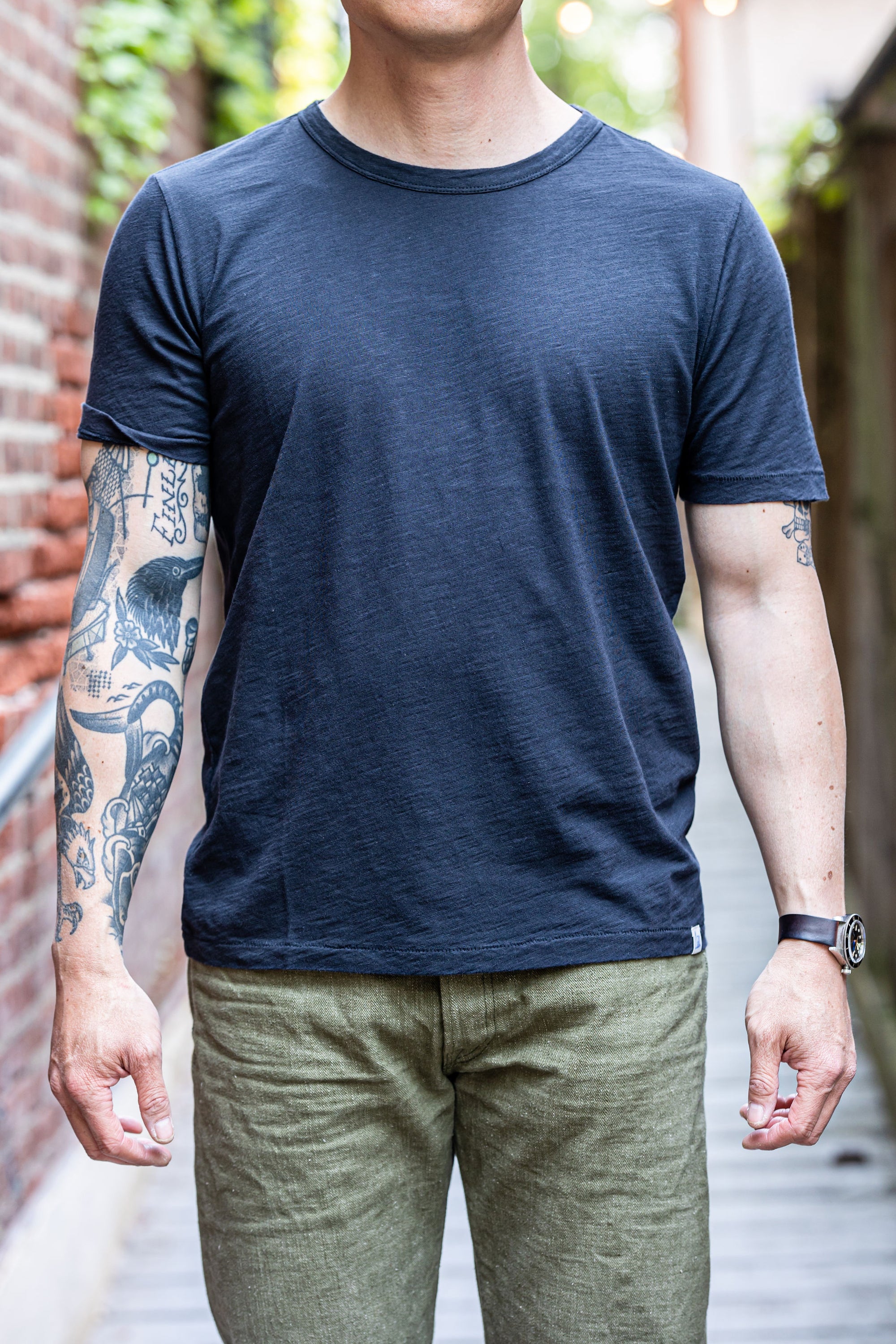 Merz b. Schwanen SCT04 Good Basics 5.8oz Relaxed Fit Pima Slub T-Shirt - Deep Black