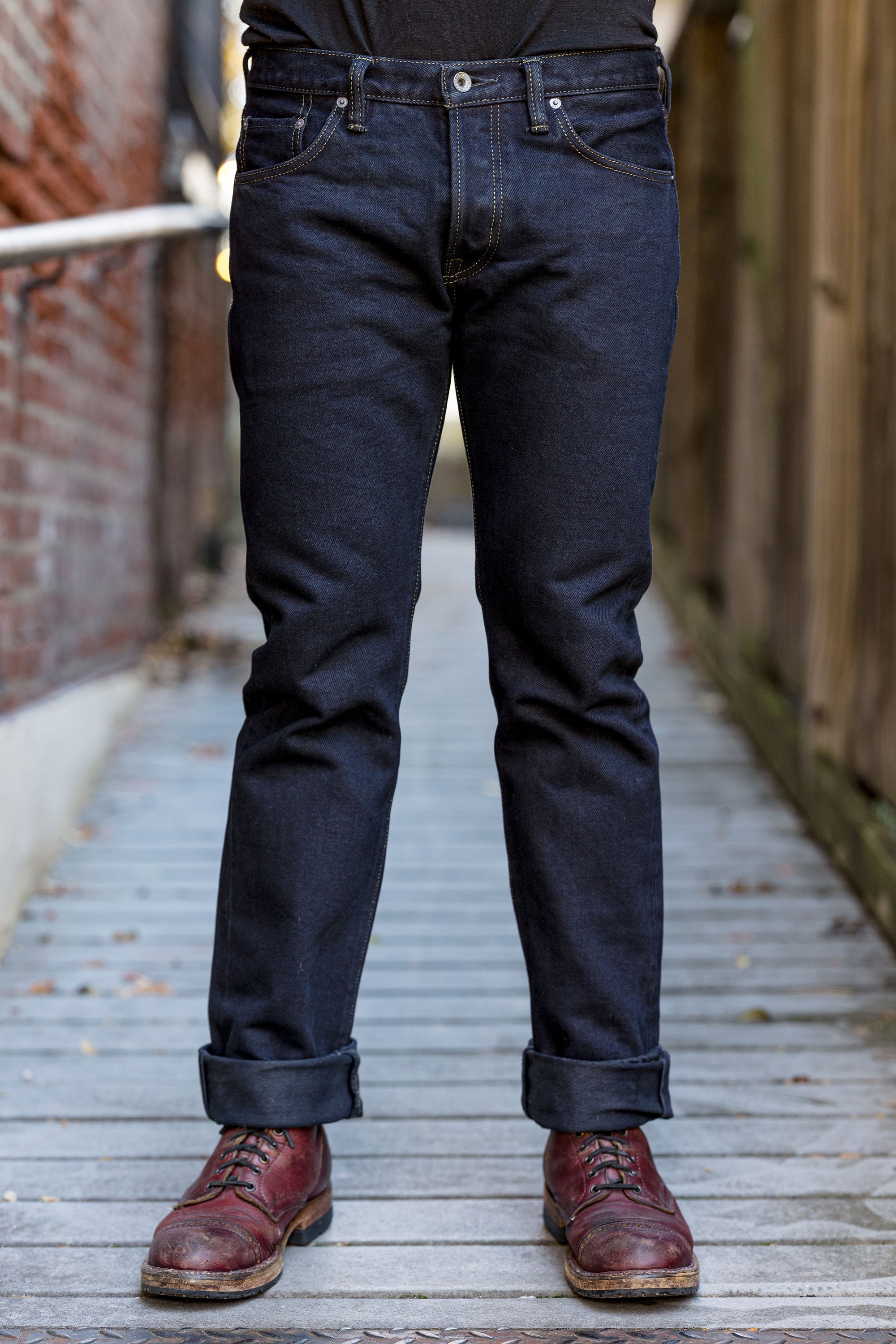 Iron Heart IH-777S-21od 21oz Selvedge Denim Slim Tapered Jeans - Indigo Overdyed Black