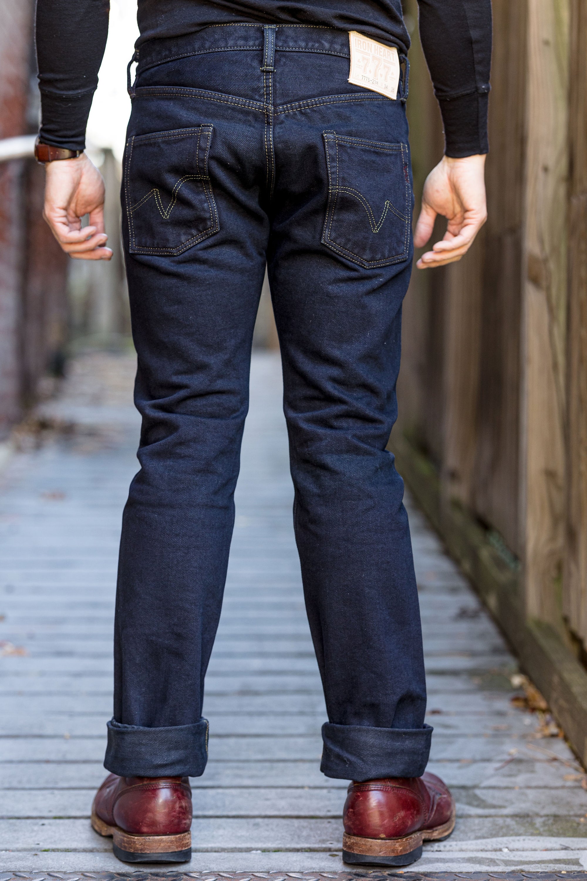 Iron Heart IH-777S-21od 21oz Selvedge Denim Slim Tapered Jeans - Indigo Overdyed Black