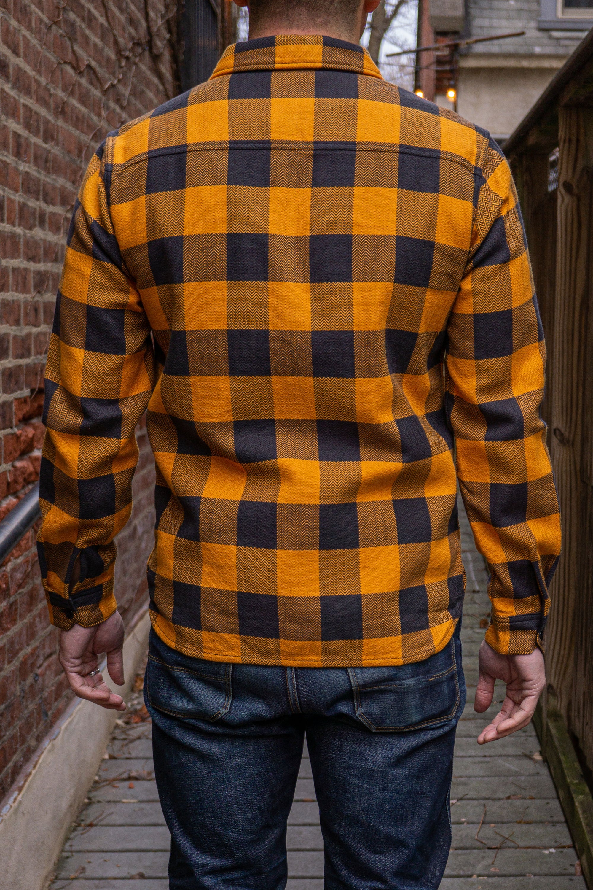 The Flat Head SNR-101L Block Check Flannel Shirt - Orange/Charcoal
