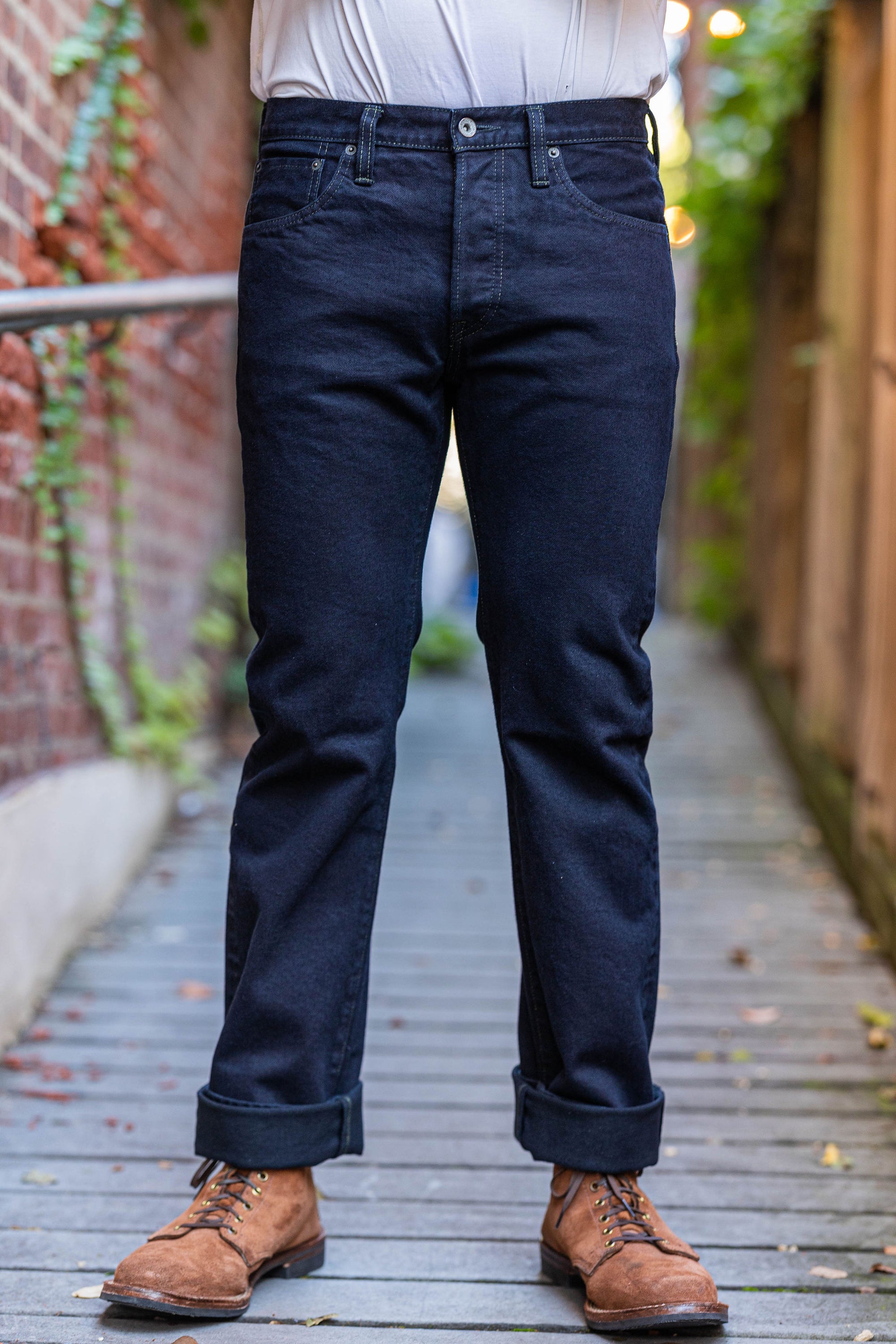 Iron Heart IH-666S-142od 14oz Selvedge Denim Slim Straight Cut Jeans - Indigo Overdyed Black