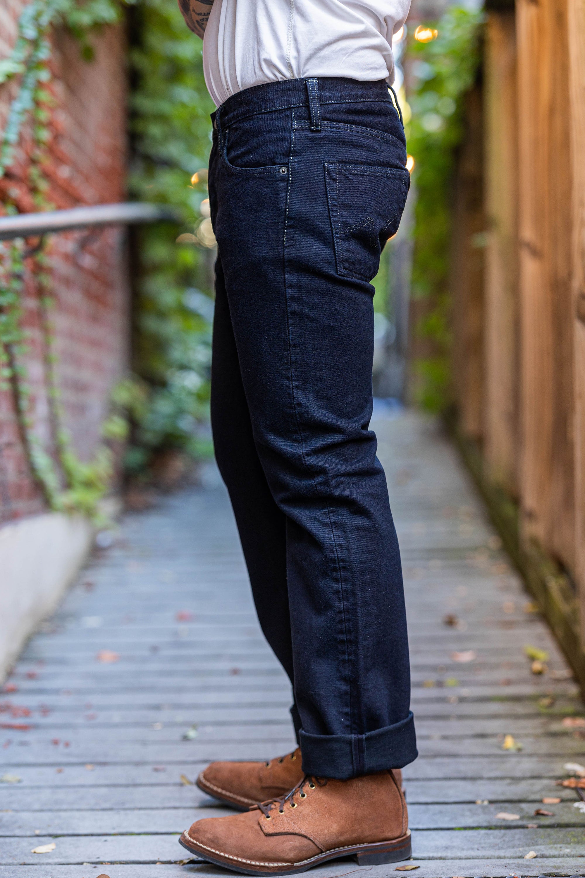 Iron Heart IH-666S-142od 14oz Selvedge Denim Slim Straight Cut Jeans - Indigo Overdyed Black