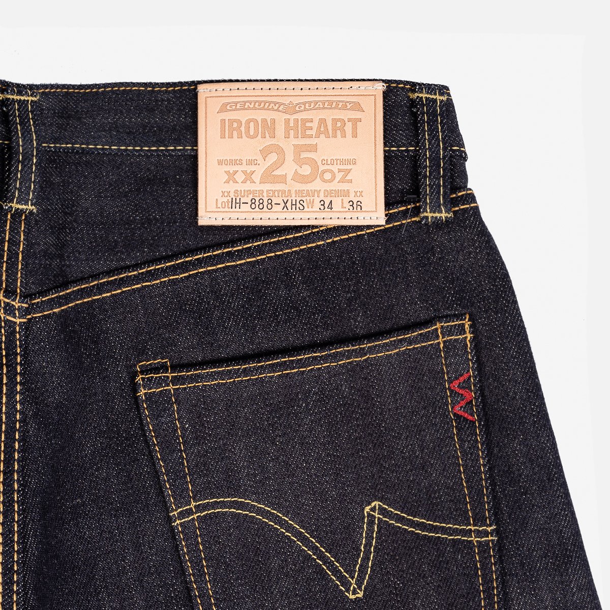 Iron Heart IH-888-XHS 25oz Selvedge Denim Medium/High Rise Tapered Cut Jeans - Indigo