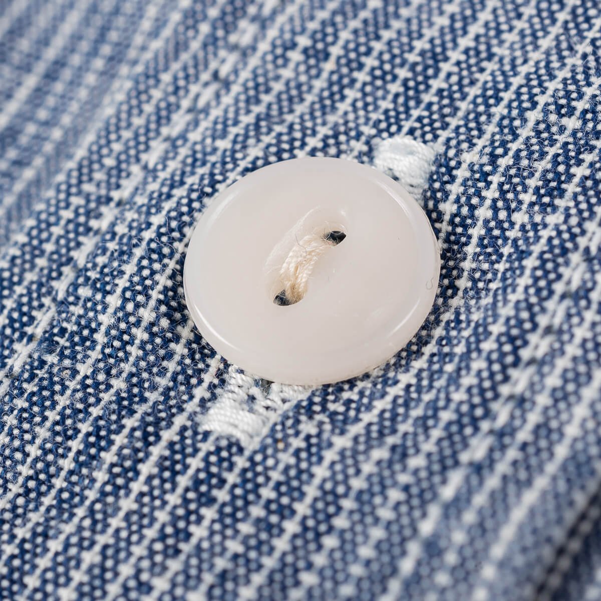 Iron Heart IHSH-285-PIN 5.5oz Selvedge Chambray Short Sleeve Work Shirt - Hairline Stripe