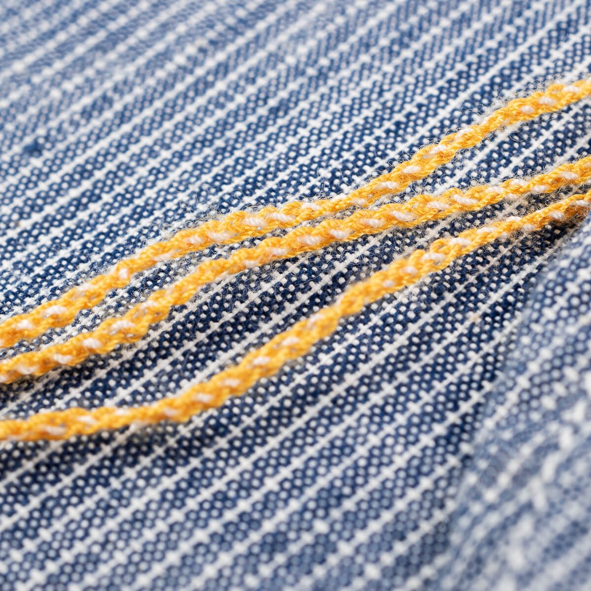 Iron Heart IHSH-285-PIN 5.5oz Selvedge Chambray Short Sleeve Work Shirt - Hairline Stripe