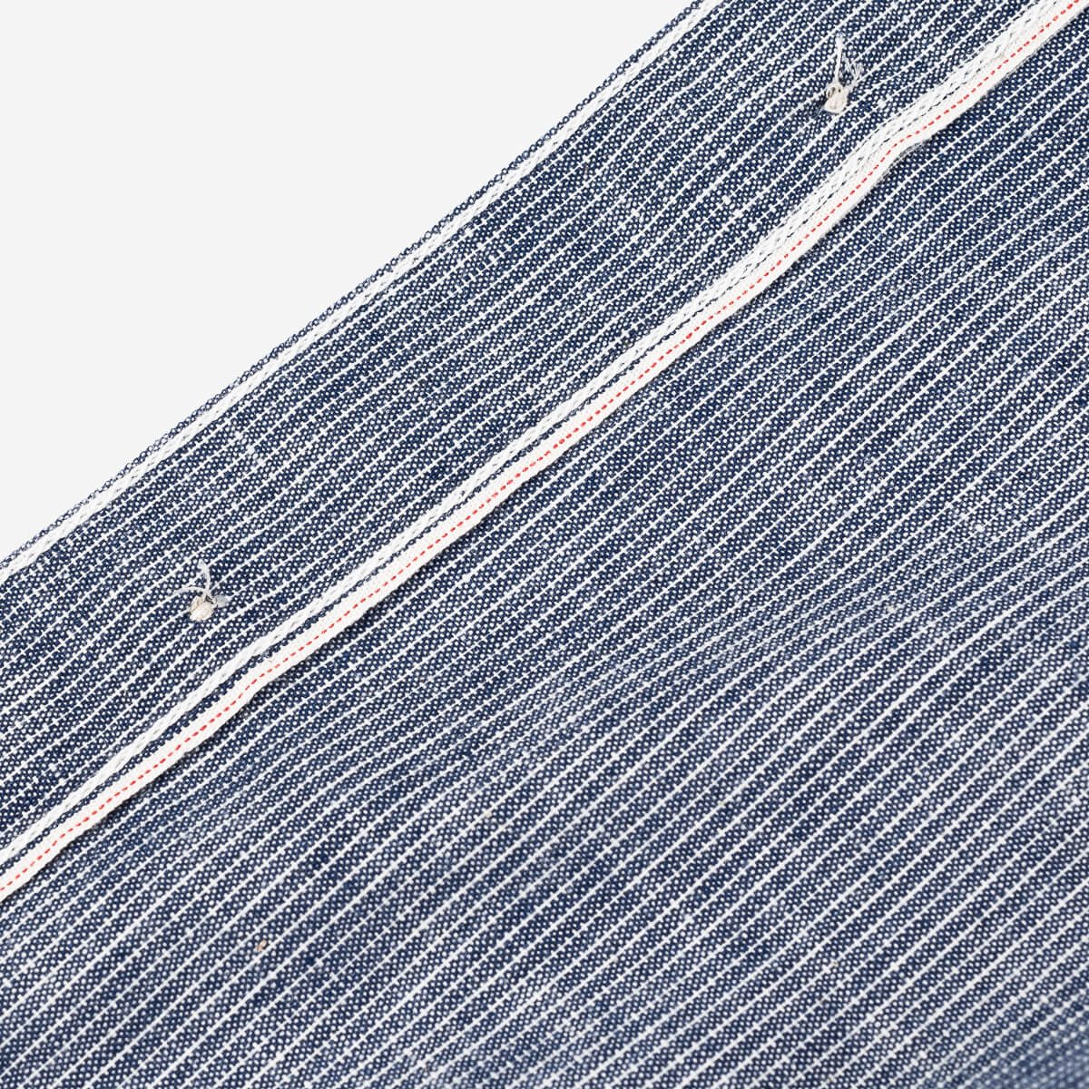 Iron Heart IHSH-285-PIN 5.5oz Selvedge Chambray Short Sleeve Work Shirt - Hairline Stripe