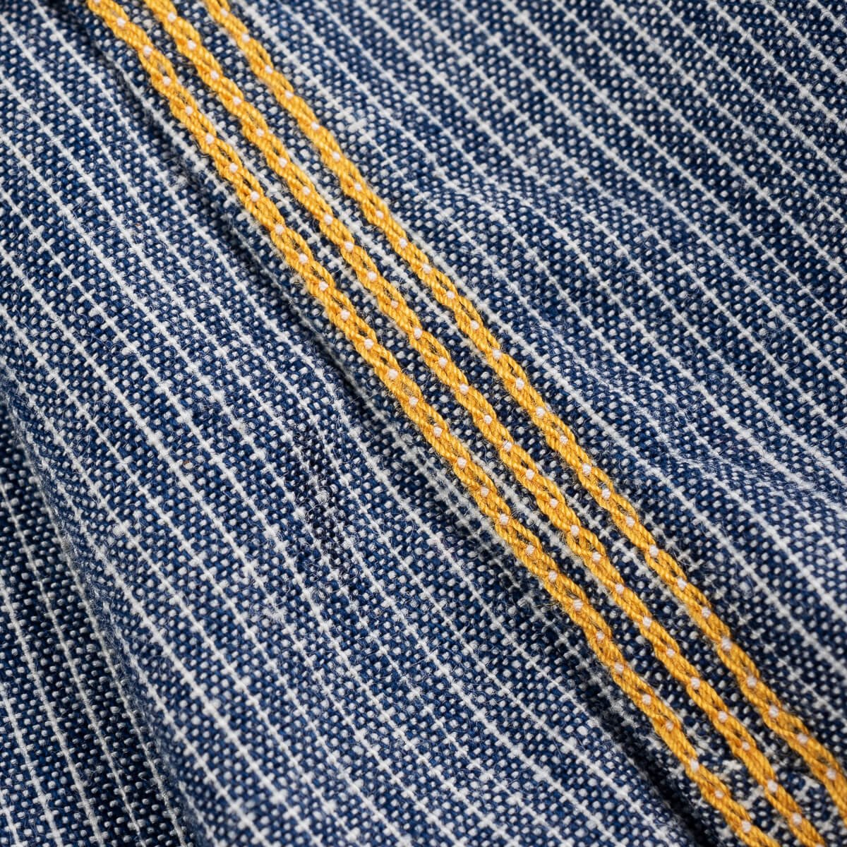 Iron Heart IHSH-285-PIN 5.5oz Selvedge Chambray Short Sleeve Work Shirt - Hairline Stripe