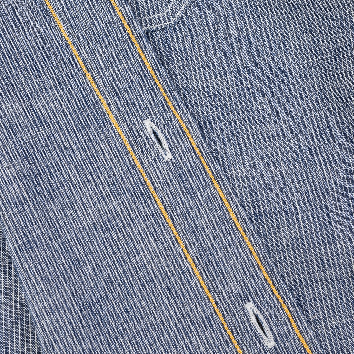 Iron Heart IHSH-285-PIN 5.5oz Selvedge Chambray Short Sleeve Work Shirt - Hairline Stripe