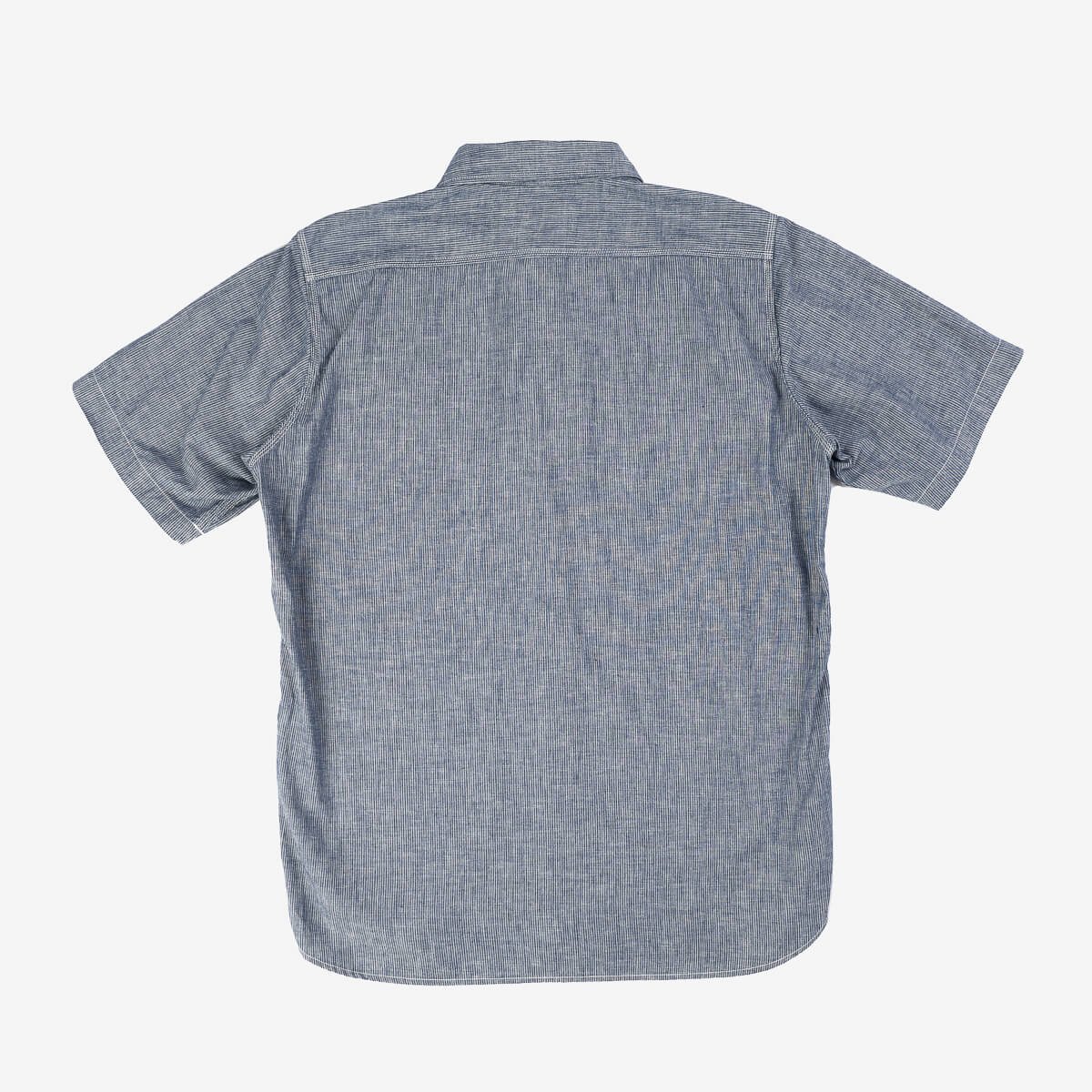 Iron Heart IHSH-285-PIN 5.5oz Selvedge Chambray Short Sleeve Work Shirt - Hairline Stripe