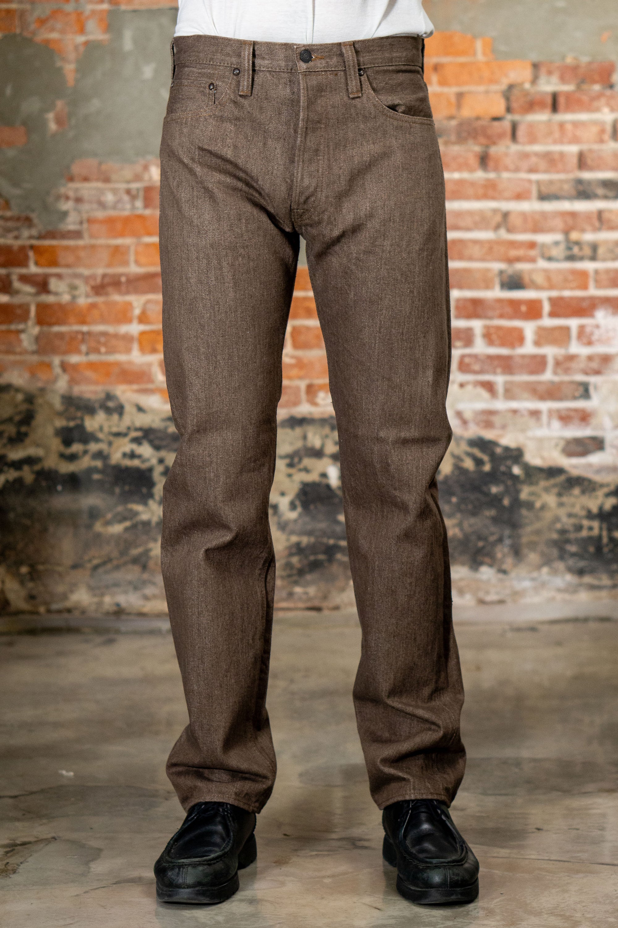 Pure Blue Japan BR-14oz-003 Regular Straight - 14oz Brown x White