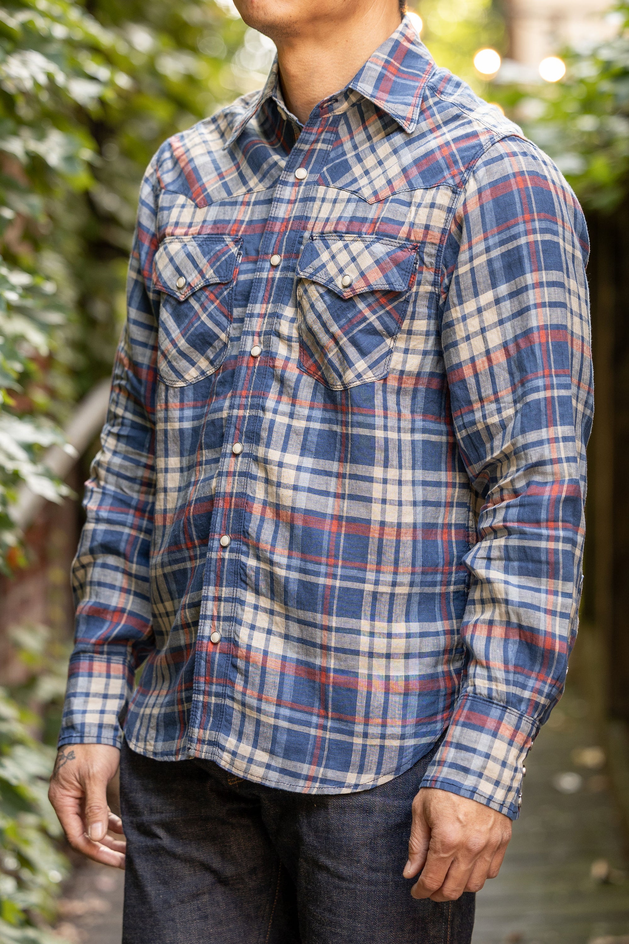 Freenote Cloth Western Scout - Kingfisher Blue Plaid