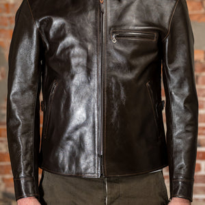 The Flat Head FN-LJ-HS004 Horsehide Quilting Single Riders Jacket - Model Front