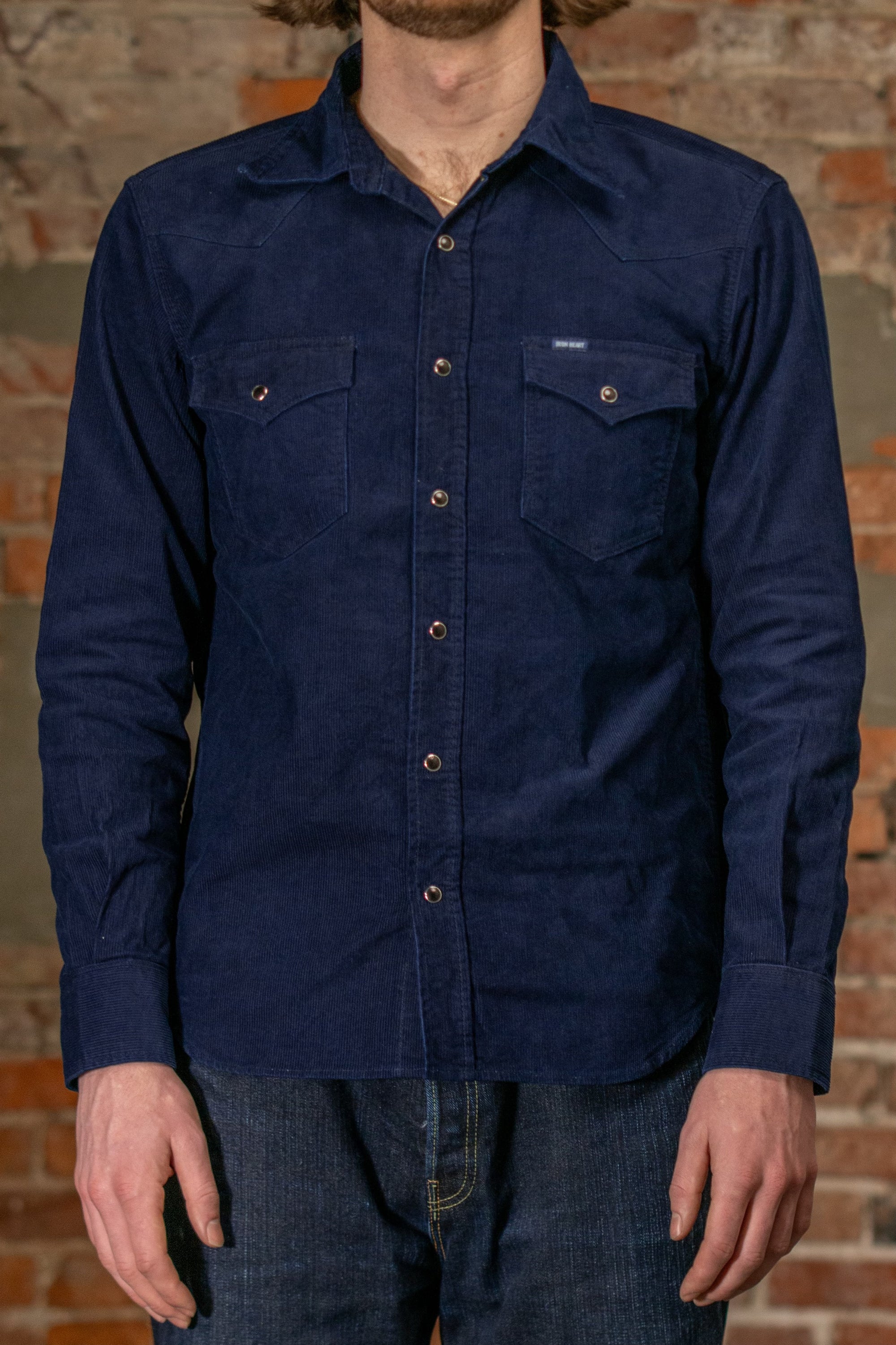 Iron Heart IHSH-438-IND 7.5oz Selvedge Corduroy Western Shirt - Indigo