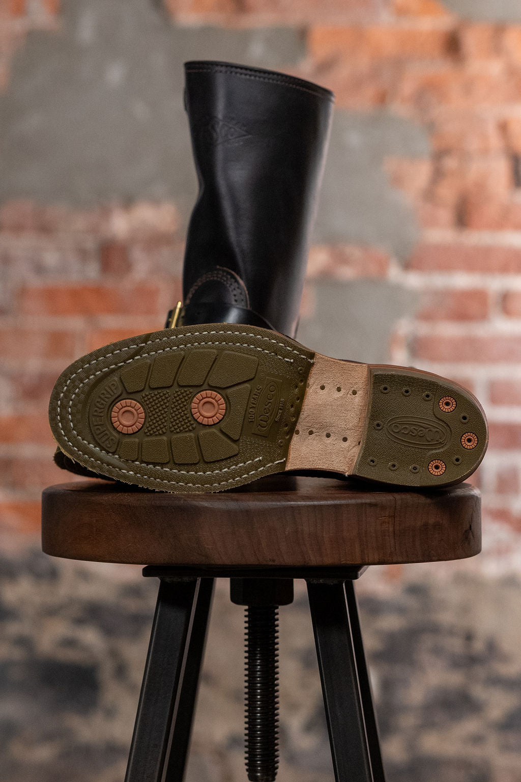 Wesco Boots Mister Lou - Horween Black Horsehide Green Super Grip Sole