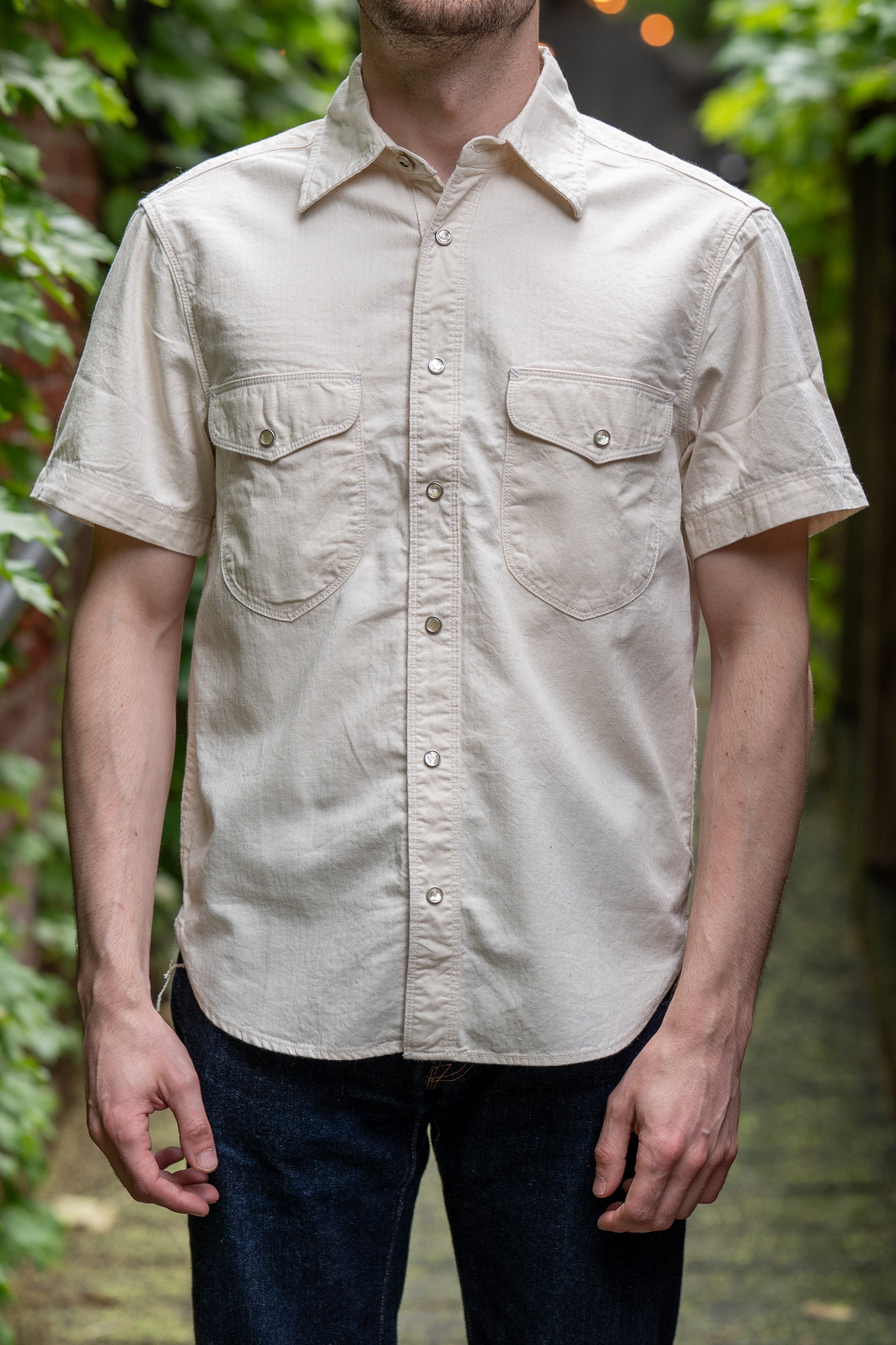 Freenote Cloth Bodie S/S - Natural Herringbone