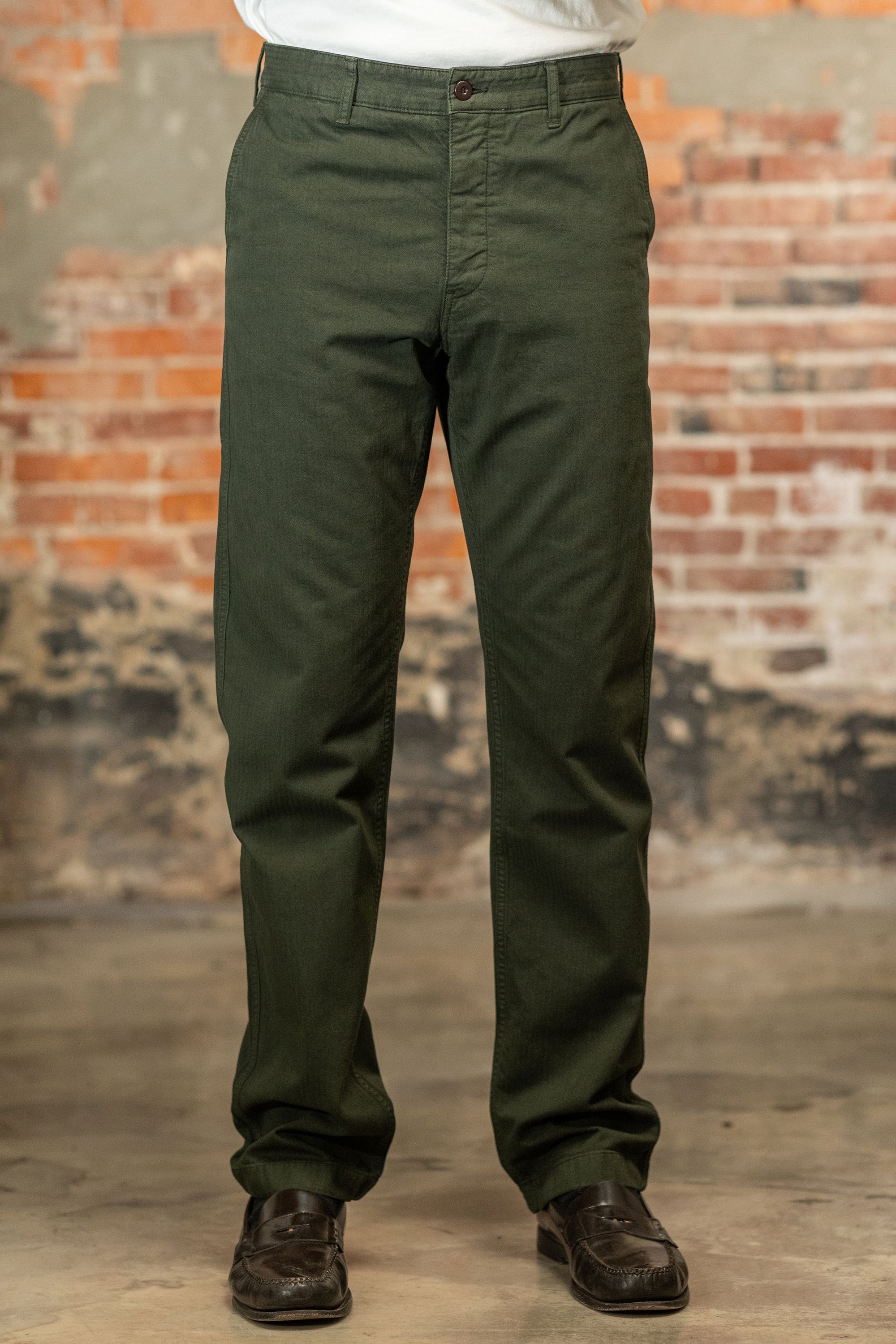 Heimat Textil Journey Pant Jet Pocket - Herringbone Military Green