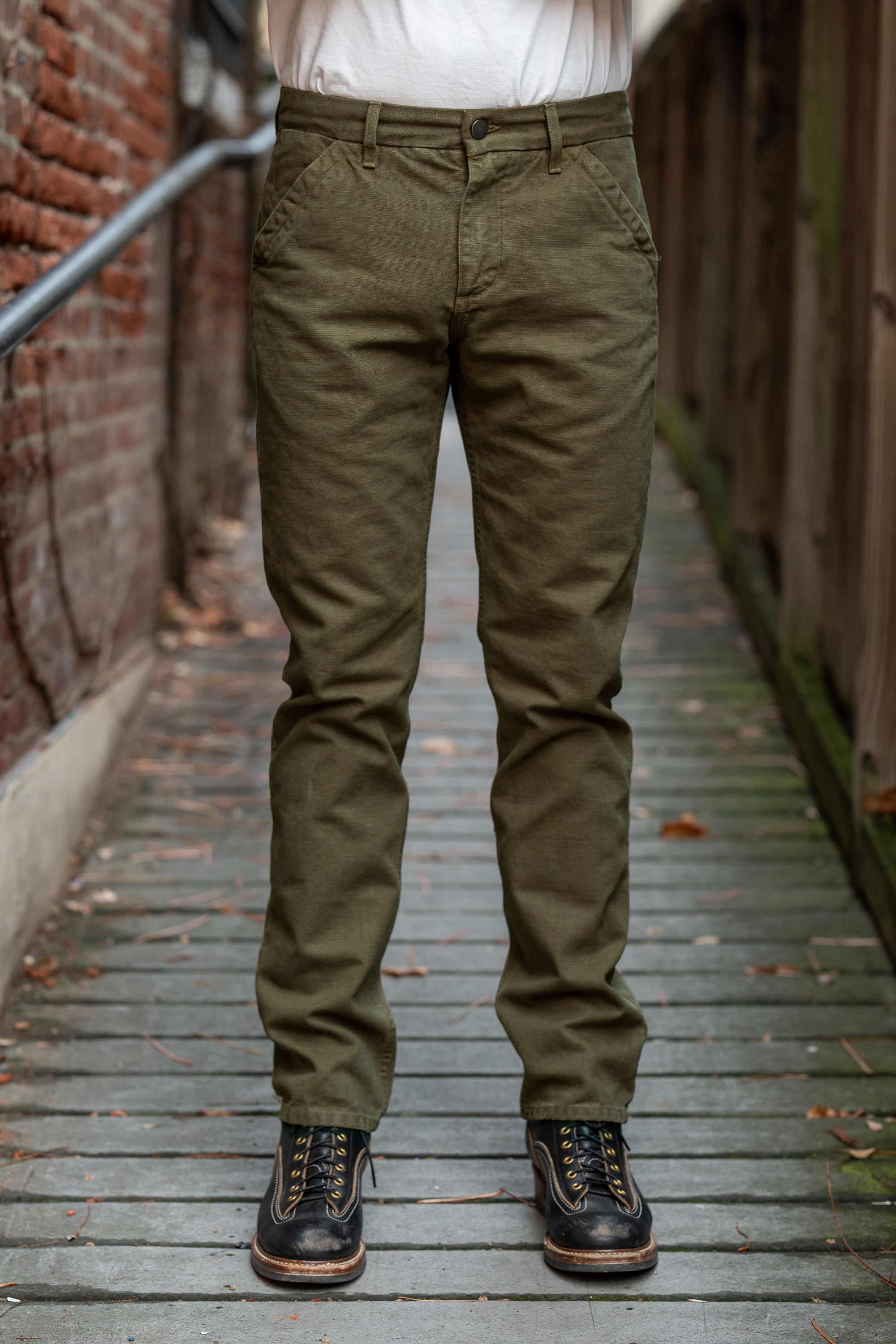 Freenote Cloth Workers Chino Slim Fit - 14oz Slub Army Green