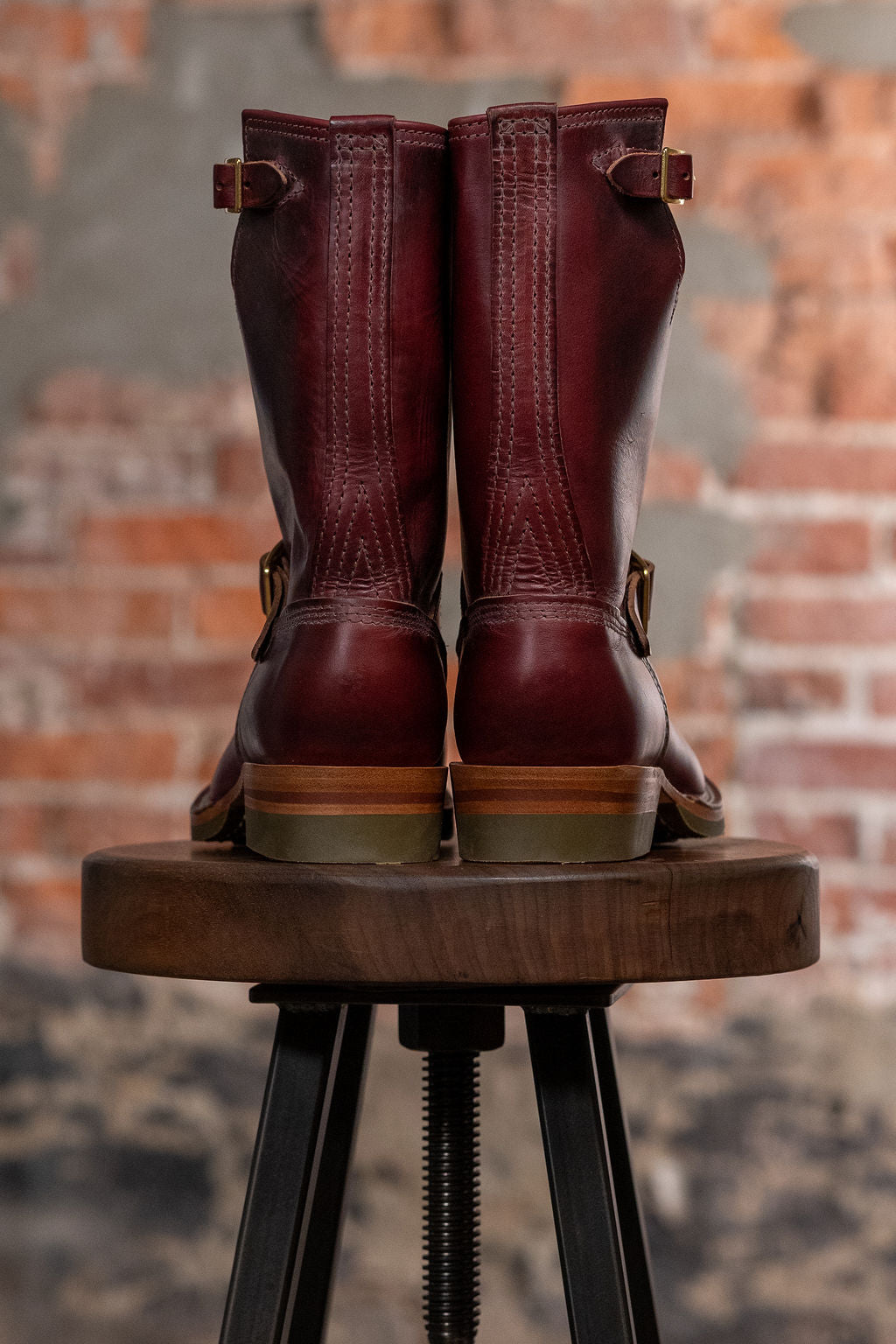 Wesco Boots Mister Lou - Horween Burgundy Horsehide Green Supergrip Sole