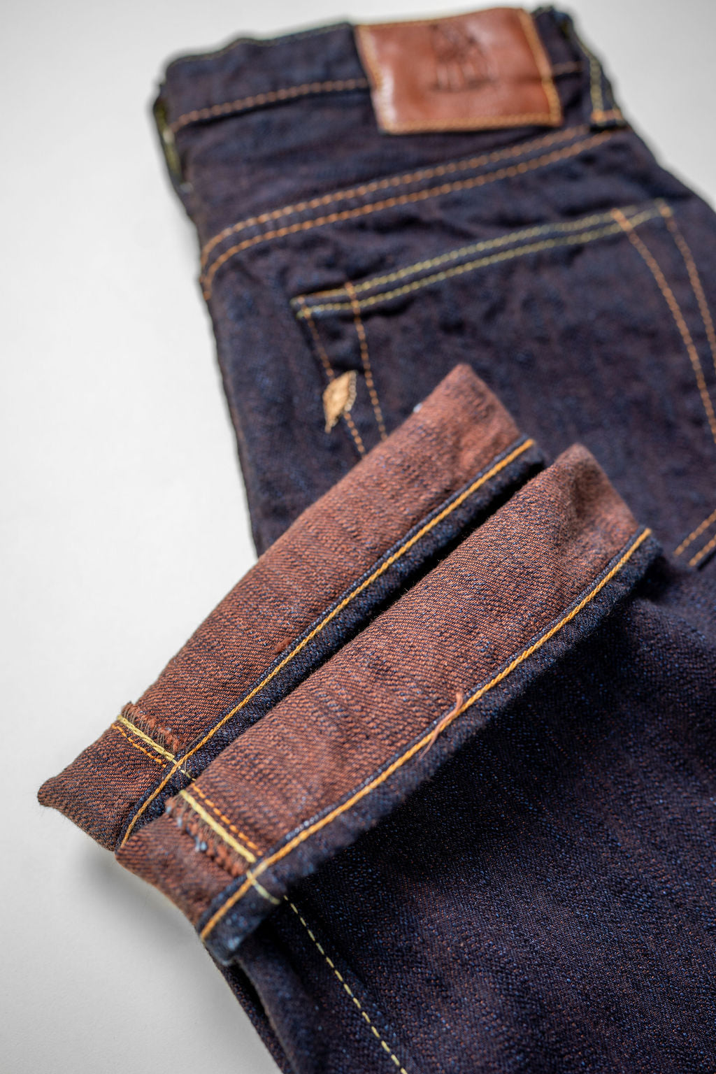 Pure Blue Japan PER-EX-003-ID Regular Straight - 15oz Indigo x Persimmon Extra Slub Denim