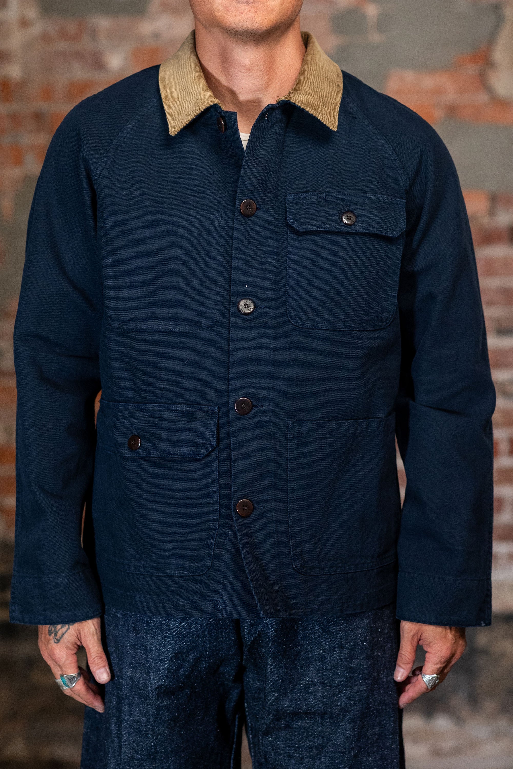 Heimat Textil Journey Coat Contrast Collar - Ink