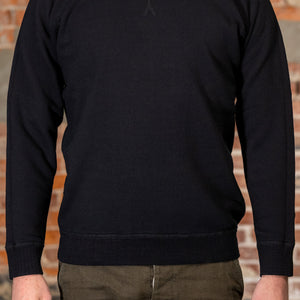 Pure Blue Japan 5409-IDBK Knitted Sweatshirt - Indigo Black. on model front profile