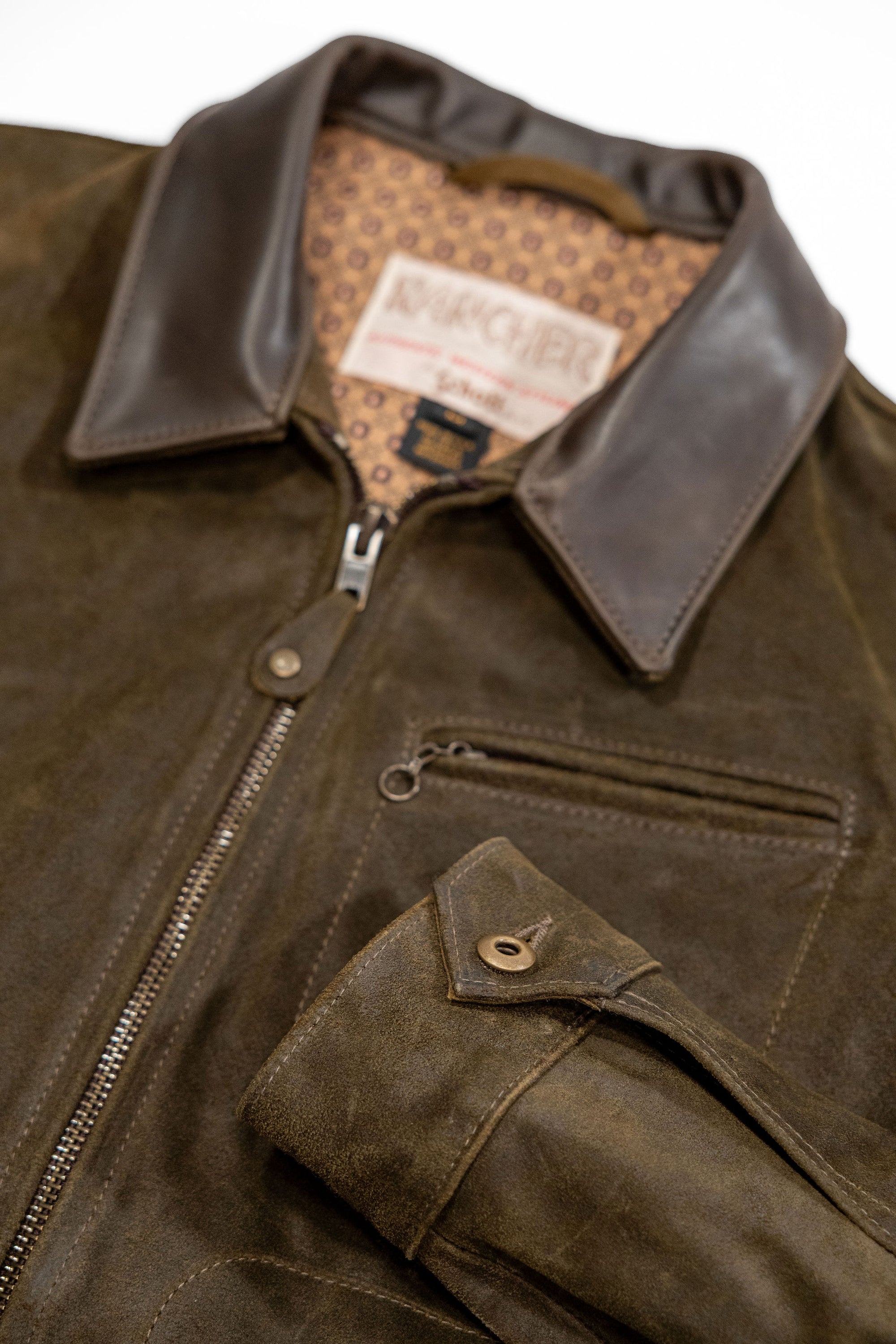 Schott NYC 371 Suede Unlined Steerhide Delivery Jacket - Olive