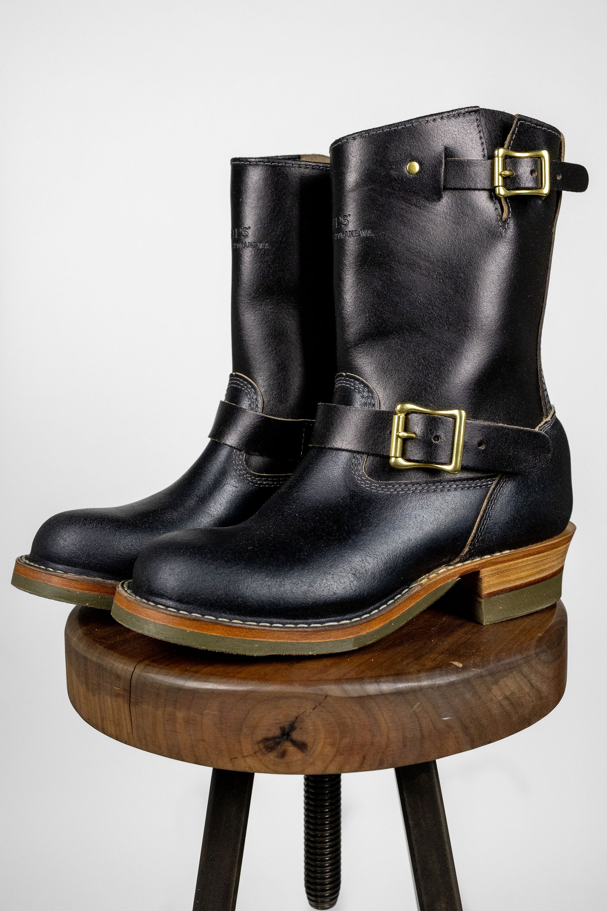 White's Boots x Franklin & Poe Engineer Boot - Black Waxed Flesh with Dr. Sole