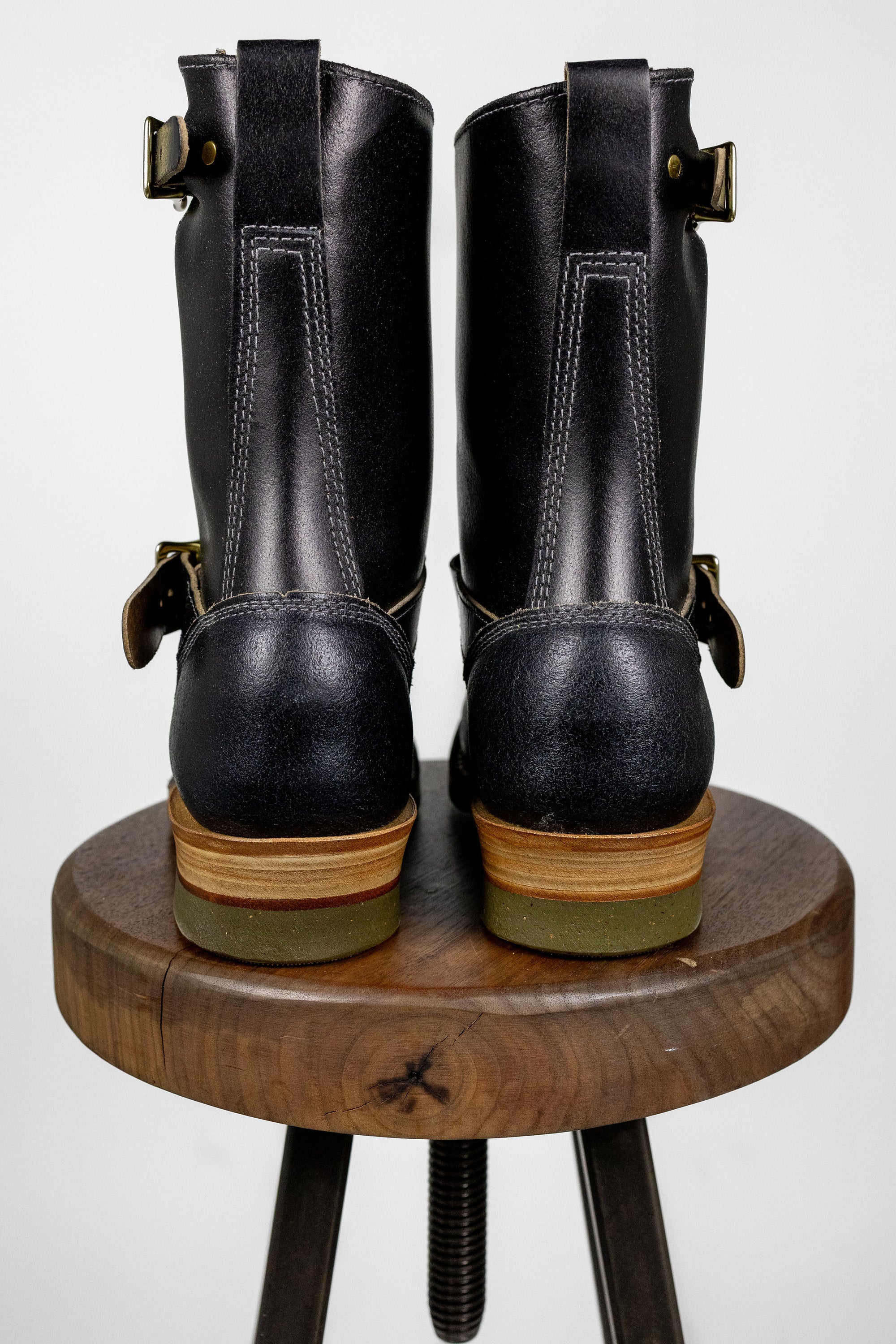 White's Boots x Franklin & Poe Engineer Boot - Black Waxed Flesh with Dr. Sole