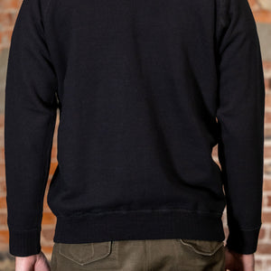 Pure Blue Japan 5409-IDBK Knitted Sweatshirt - Indigo Black. on model back profile