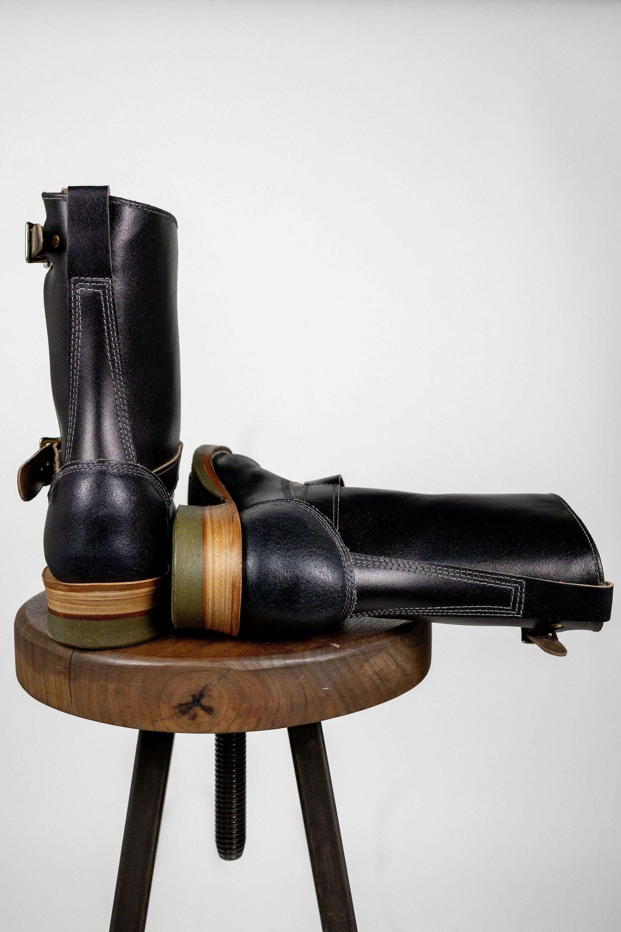 White's Boots x Franklin & Poe Engineer Boot - Black Waxed Flesh with Dr. Sole