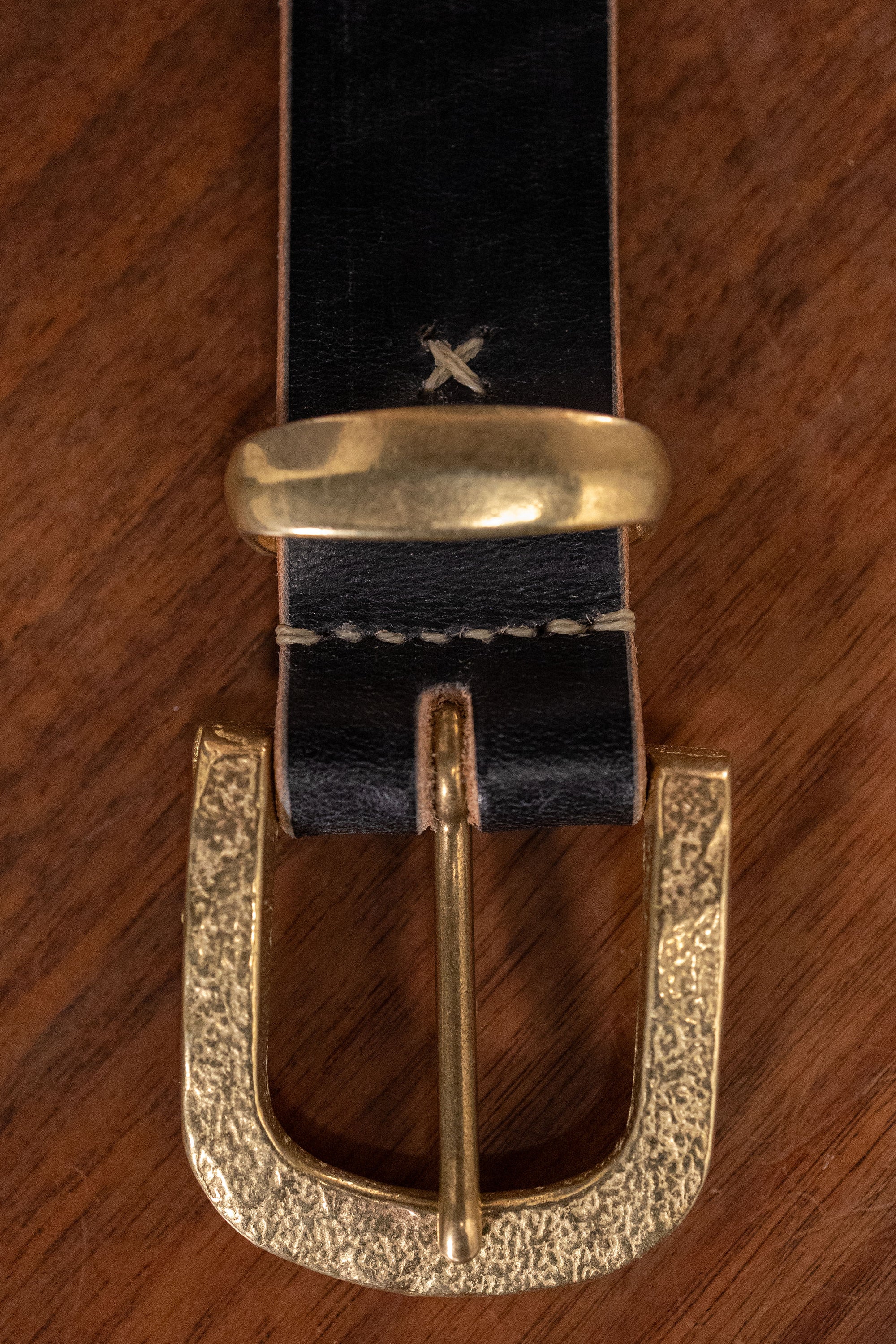 Hollows Leather Trail Belt - Black English Bridle Brass Buckle