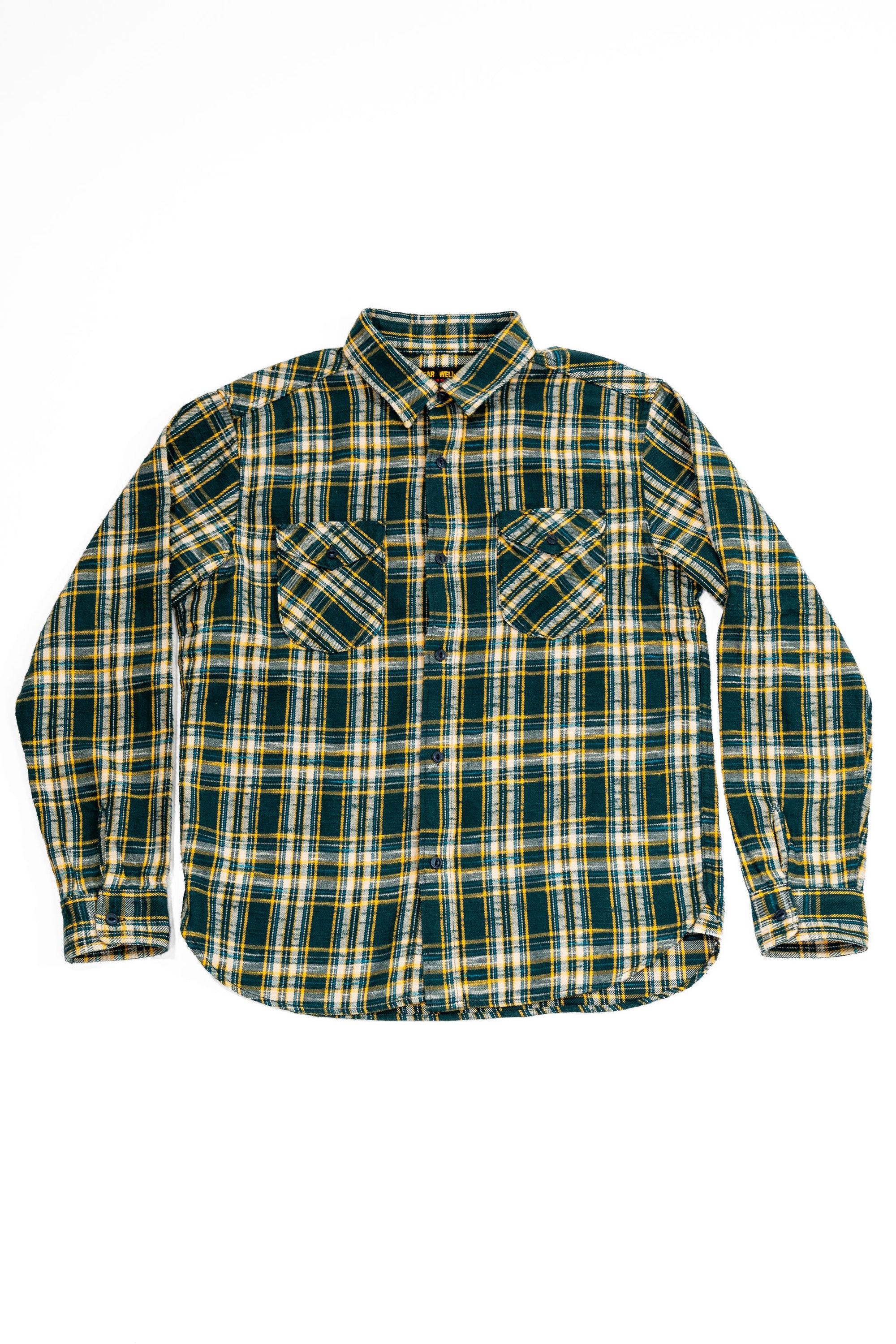 UES 502655 Slubby Flannel Shirt - Green