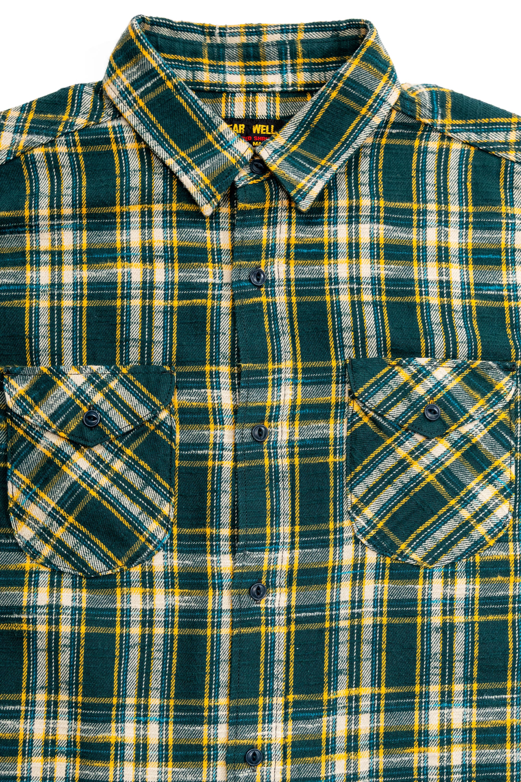 UES 502655 Slubby Flannel Shirt - Green