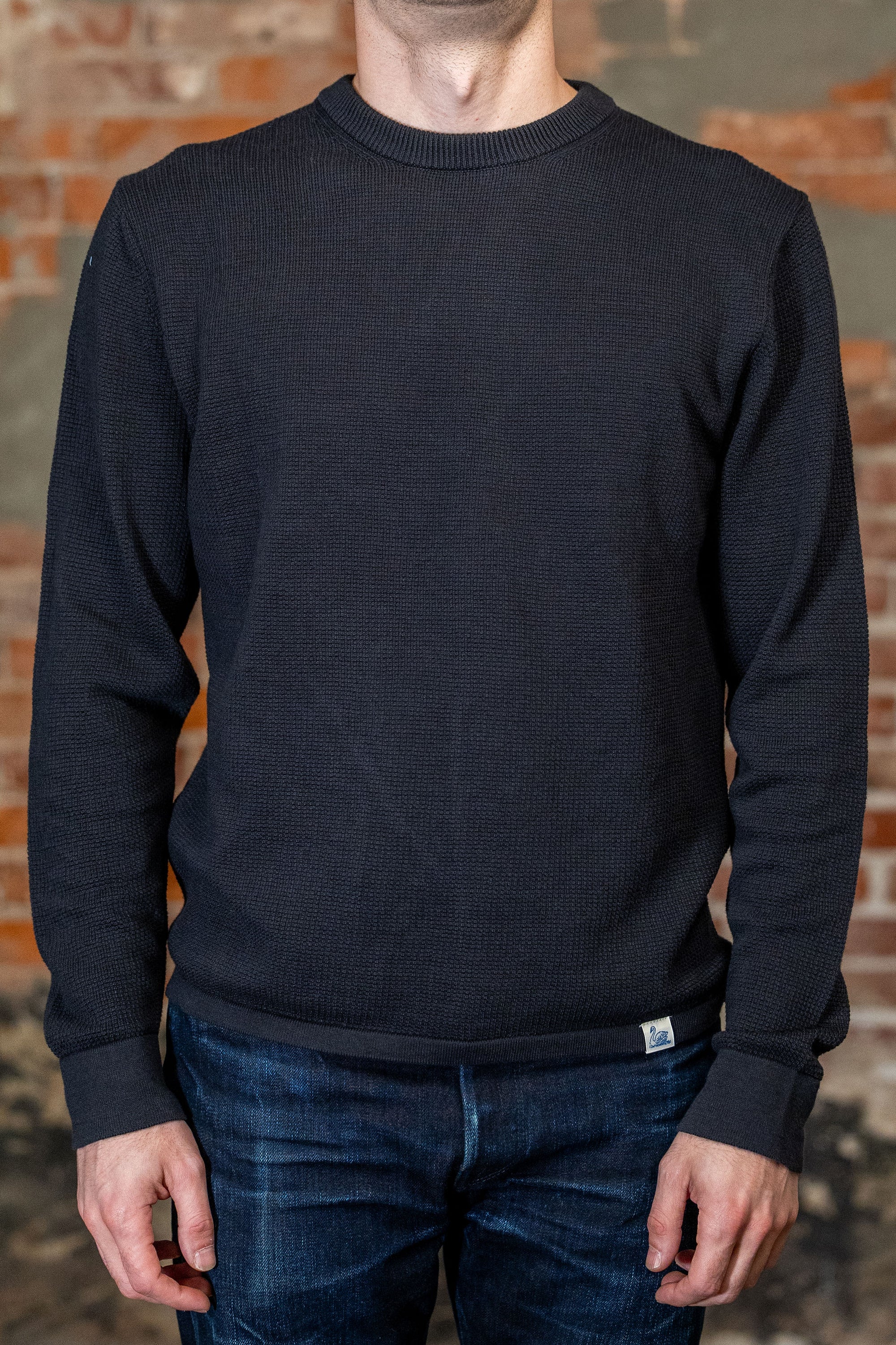 Merz b. Schwanen EASYKNIT01 Lightweight Waffle Knit Sweater - Charcoal