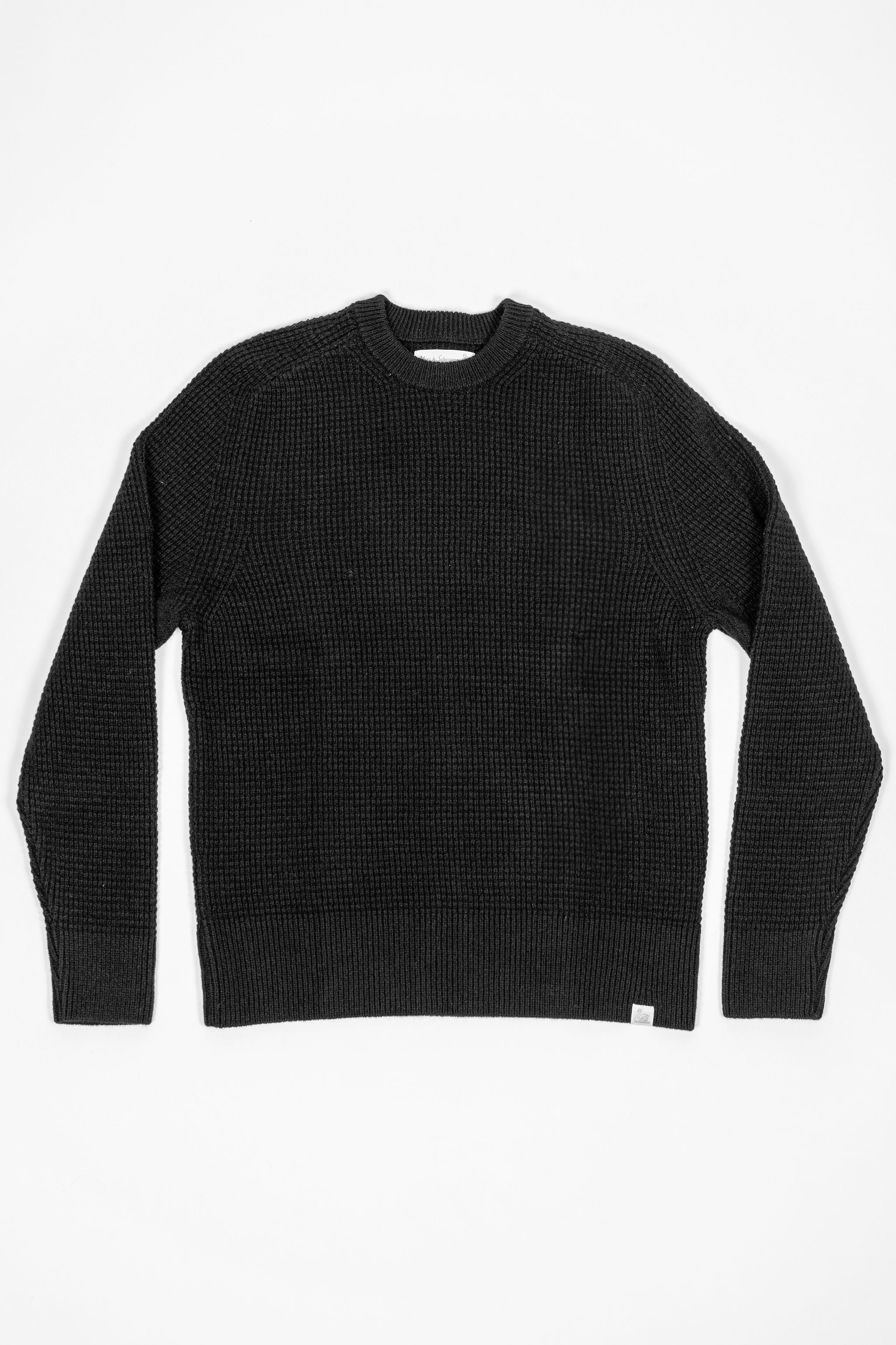 Merz b. Schwanen BLADE02 Merino Wool-Cashmere Waffle Structured Pullover - Deep Black