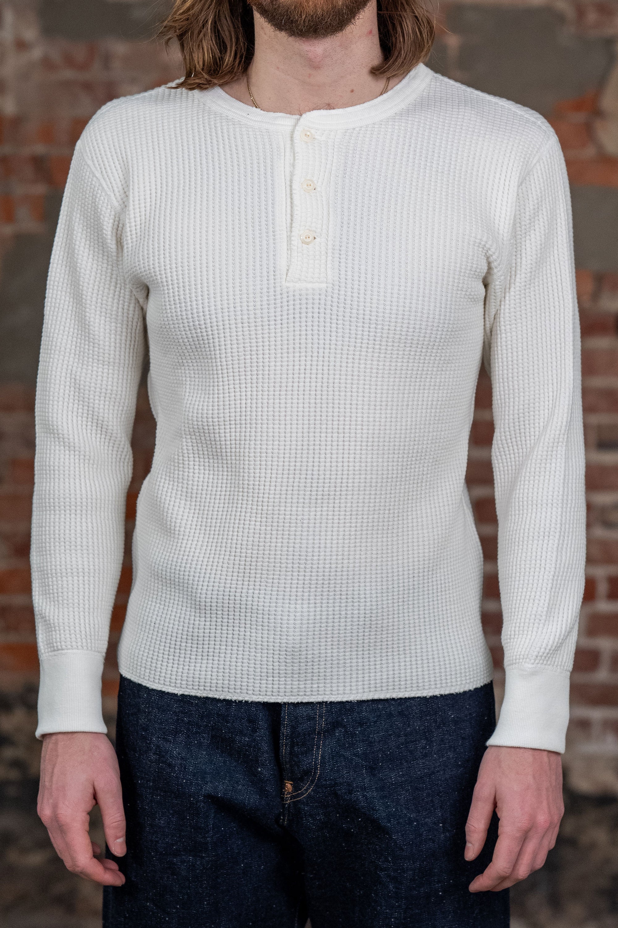 UES Big Waffle Henley - Off-White