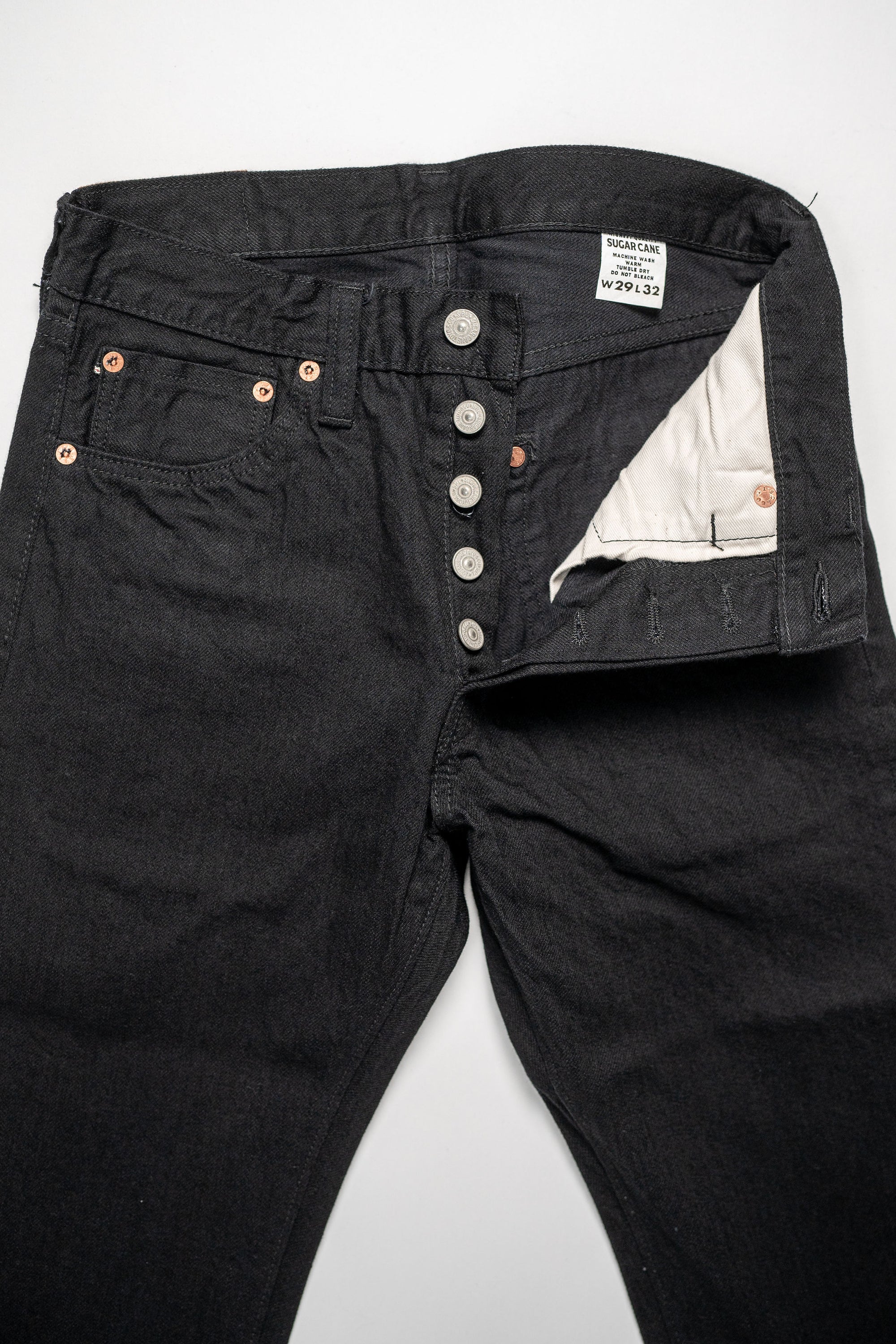 Sugar Cane Black Denim Type-III Slim Tapered - One Wash 13 oz. Japanese Selvedge Denim