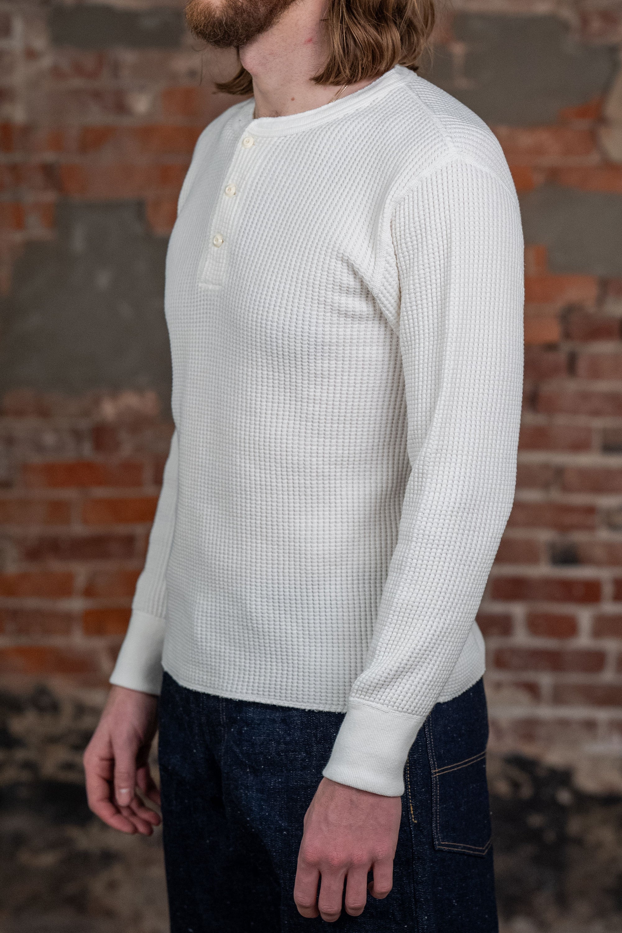 UES Big Waffle Henley - Off-White