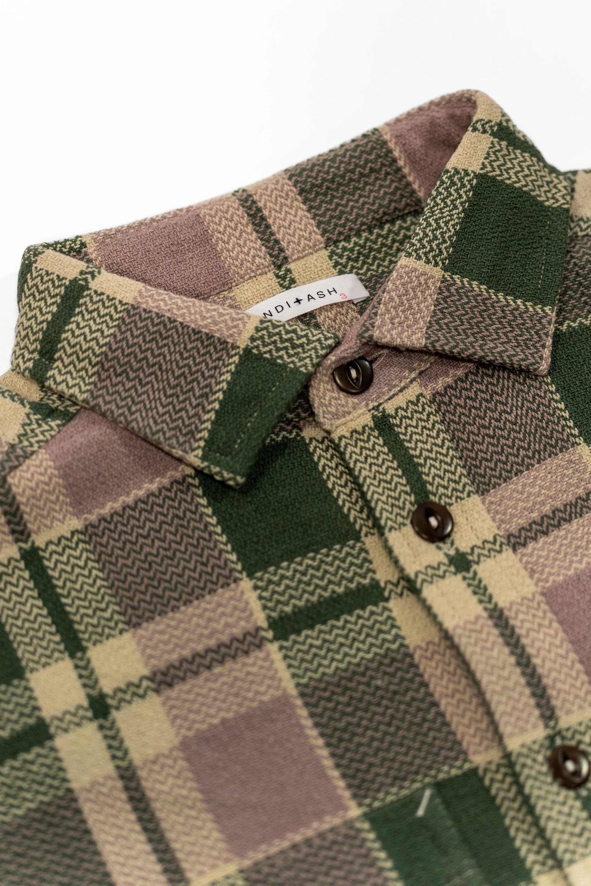 Indi + Ash Ames Workshirt - Grass/Lavender/Ecru Handwoven Flannel