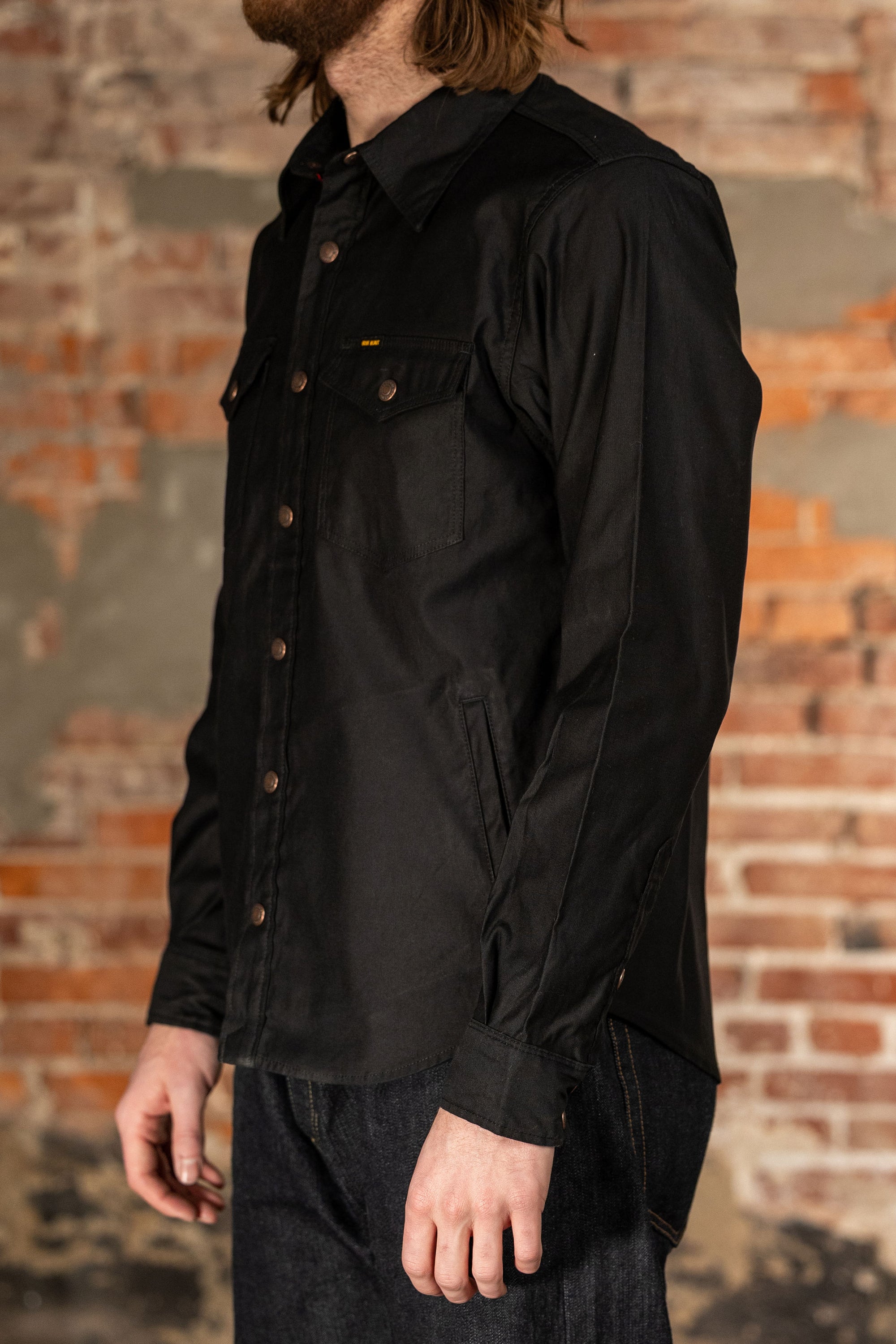 Iron Heart IHSH-425-BLK 8oz Military Whipcord CPO Shirt - Black Iron Heart IHSH-425-BLK 8oz Military Whipcord CPO Shirt - Black