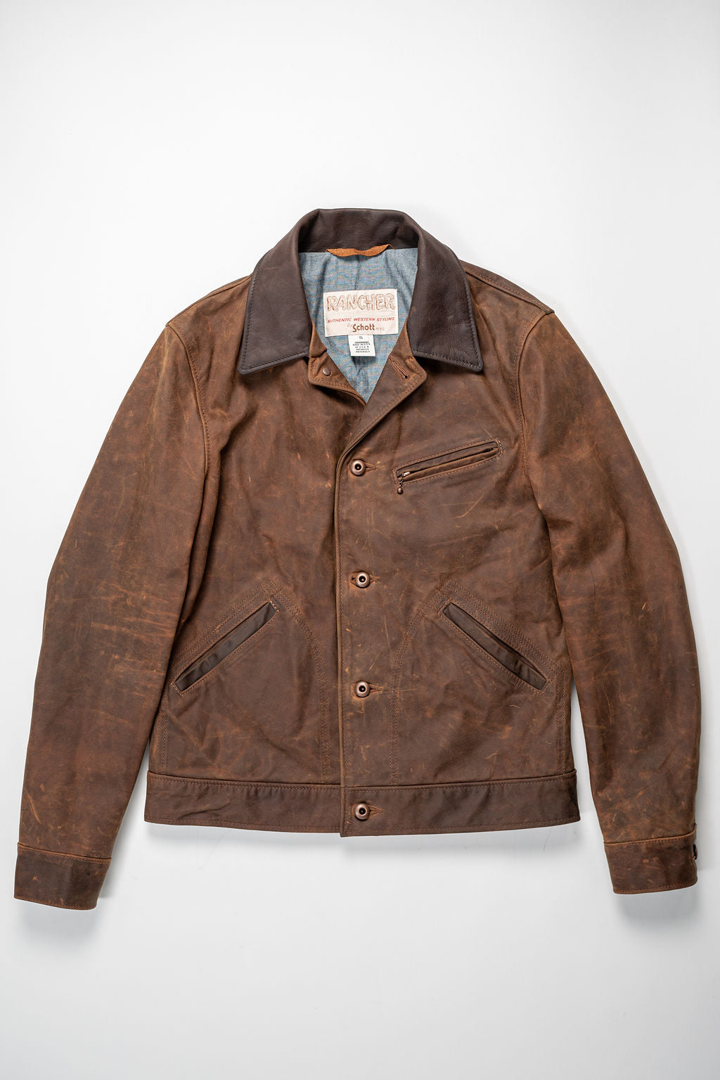 Schott NYC 538 Nubuck Cowhide Mechanic's Jacket - Brown