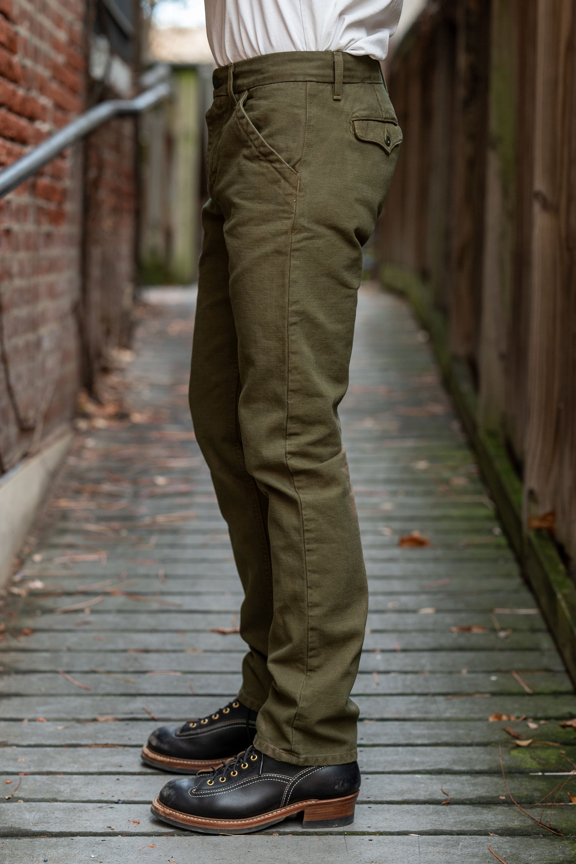 Freenote Cloth Workers Chino Slim Fit - 14oz Slub Army Green