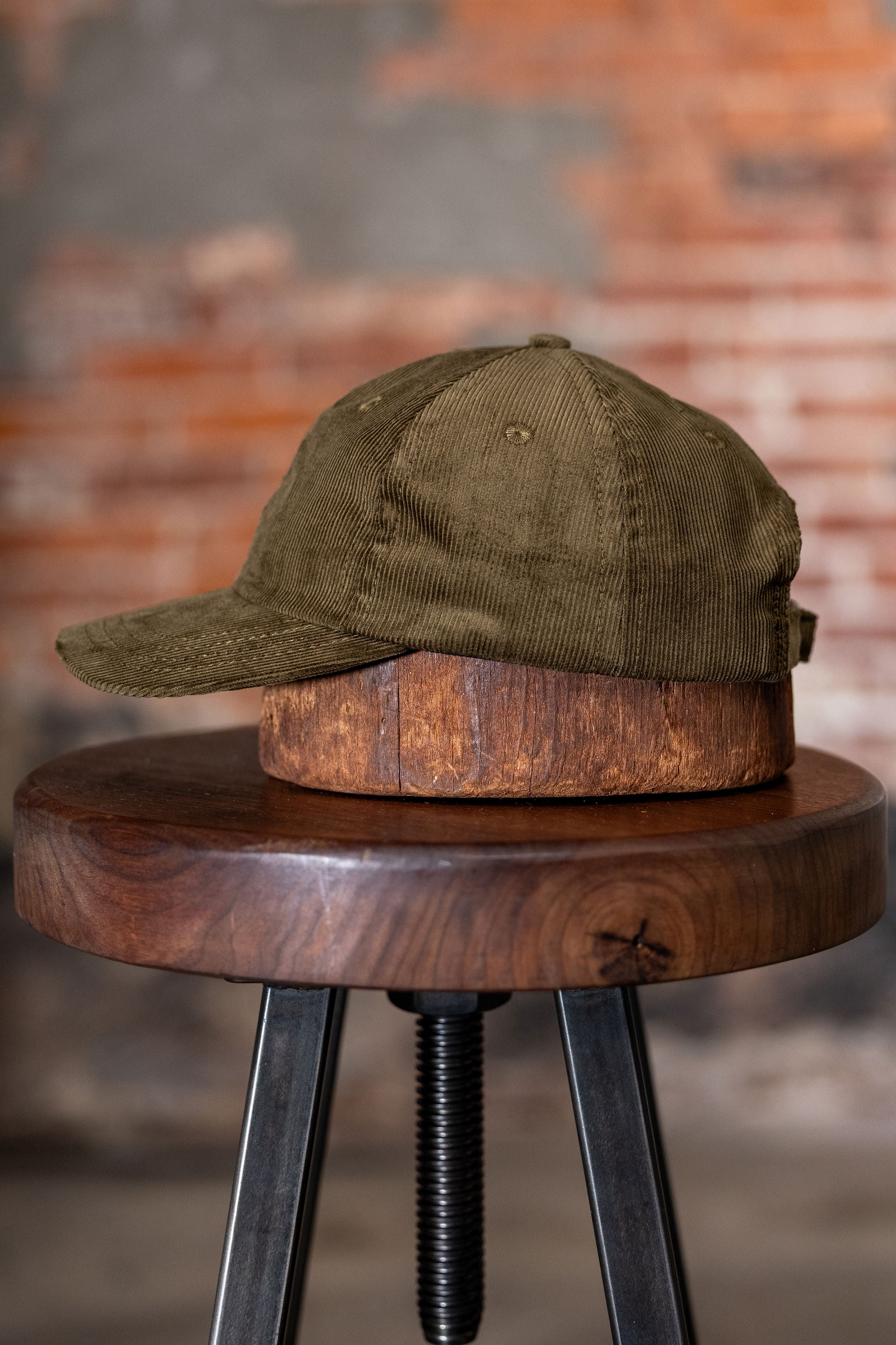 Dehen 1920 Baseball Hat - Olive Drab Corduroy. side profile
