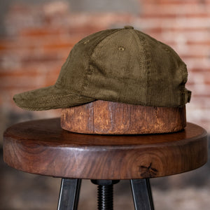 Dehen 1920 Baseball Hat - Olive Drab Corduroy. side profile