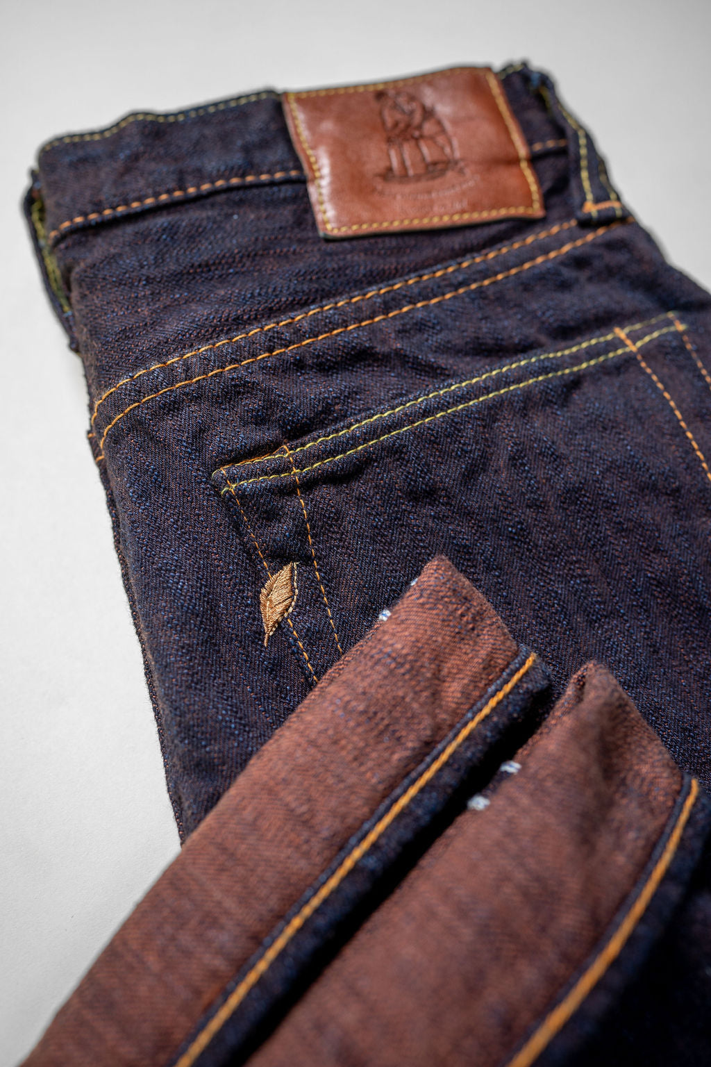 Pure Blue Japan PER-EX-003-ID Regular Straight - 15oz Indigo x Persimmon Extra Slub Denim