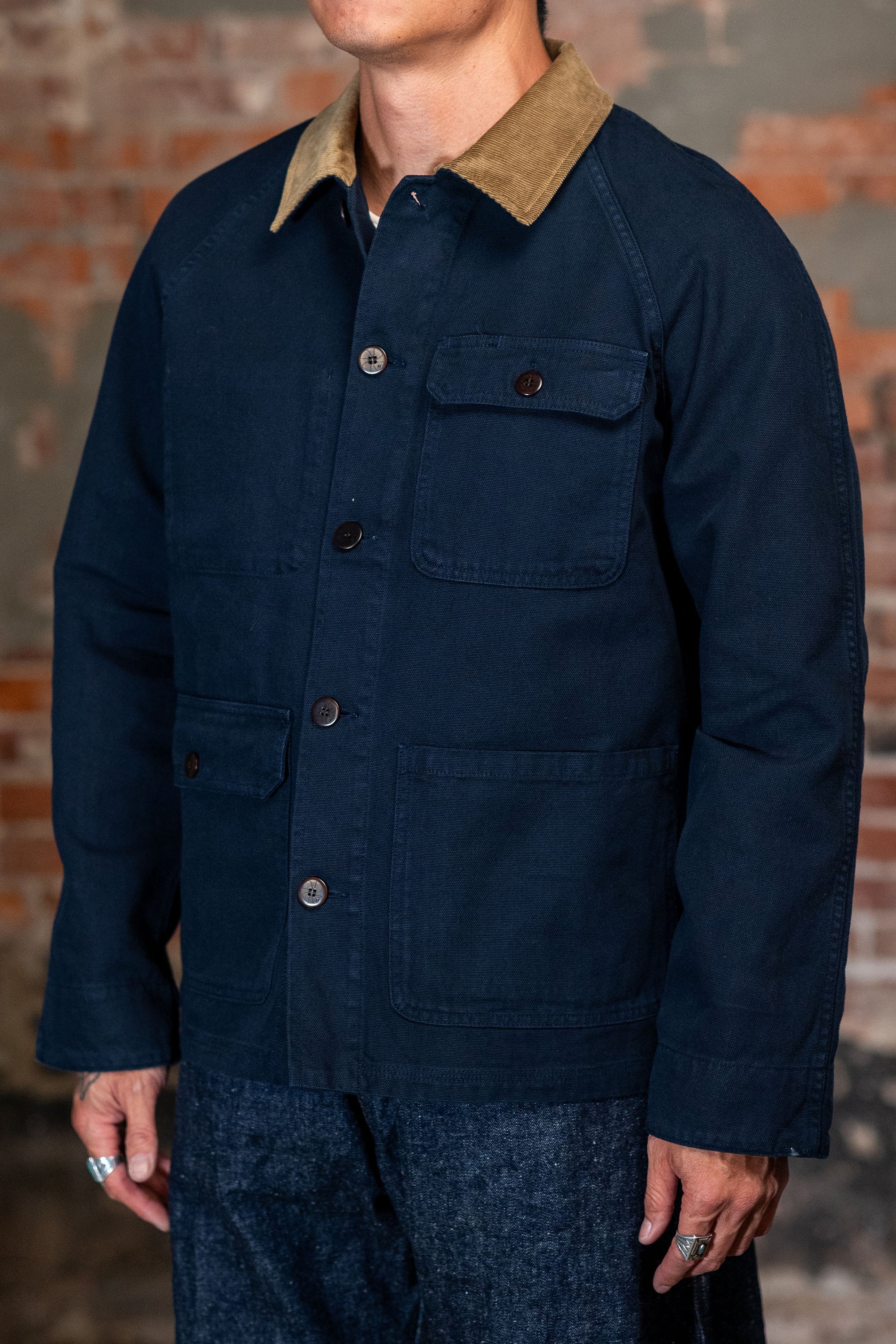 Heimat Textil Journey Coat Contrast Collar - Ink