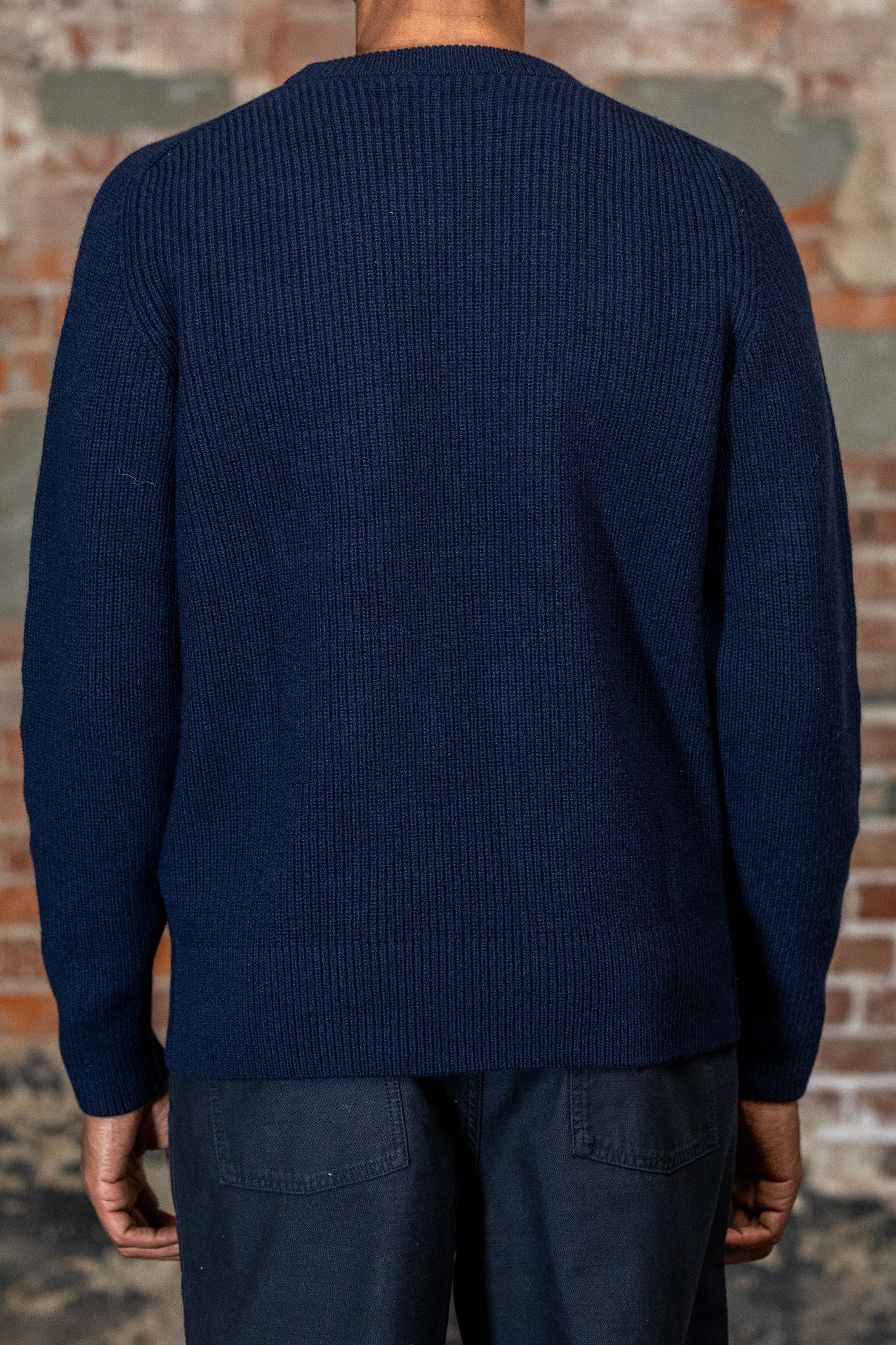 Merz b. Schwanen LOCC02 Sturdy Ribbed Merino-Wool Cashmere Sweater - Dark Navy