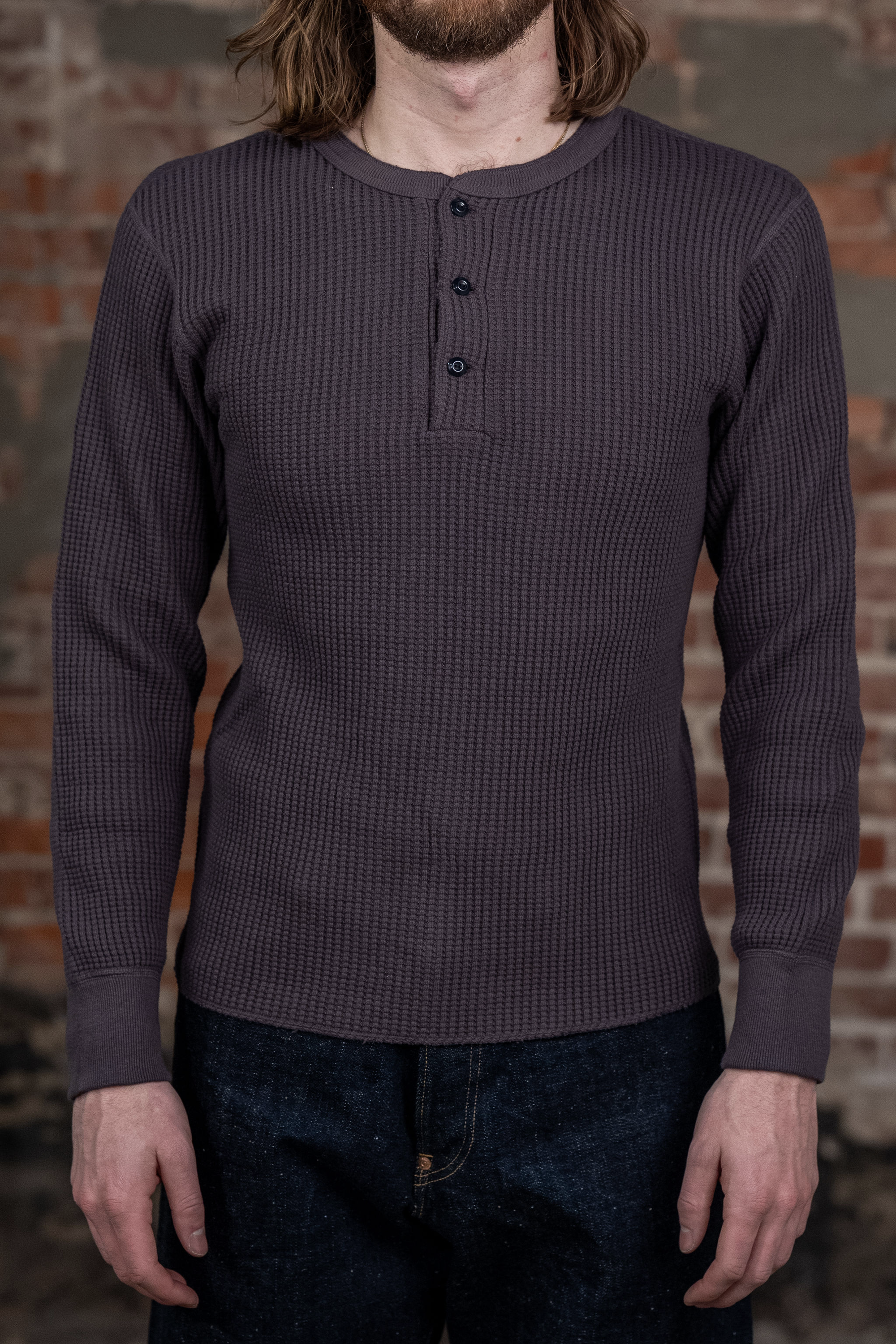 UES Big Waffle Henley - Purple/Navy