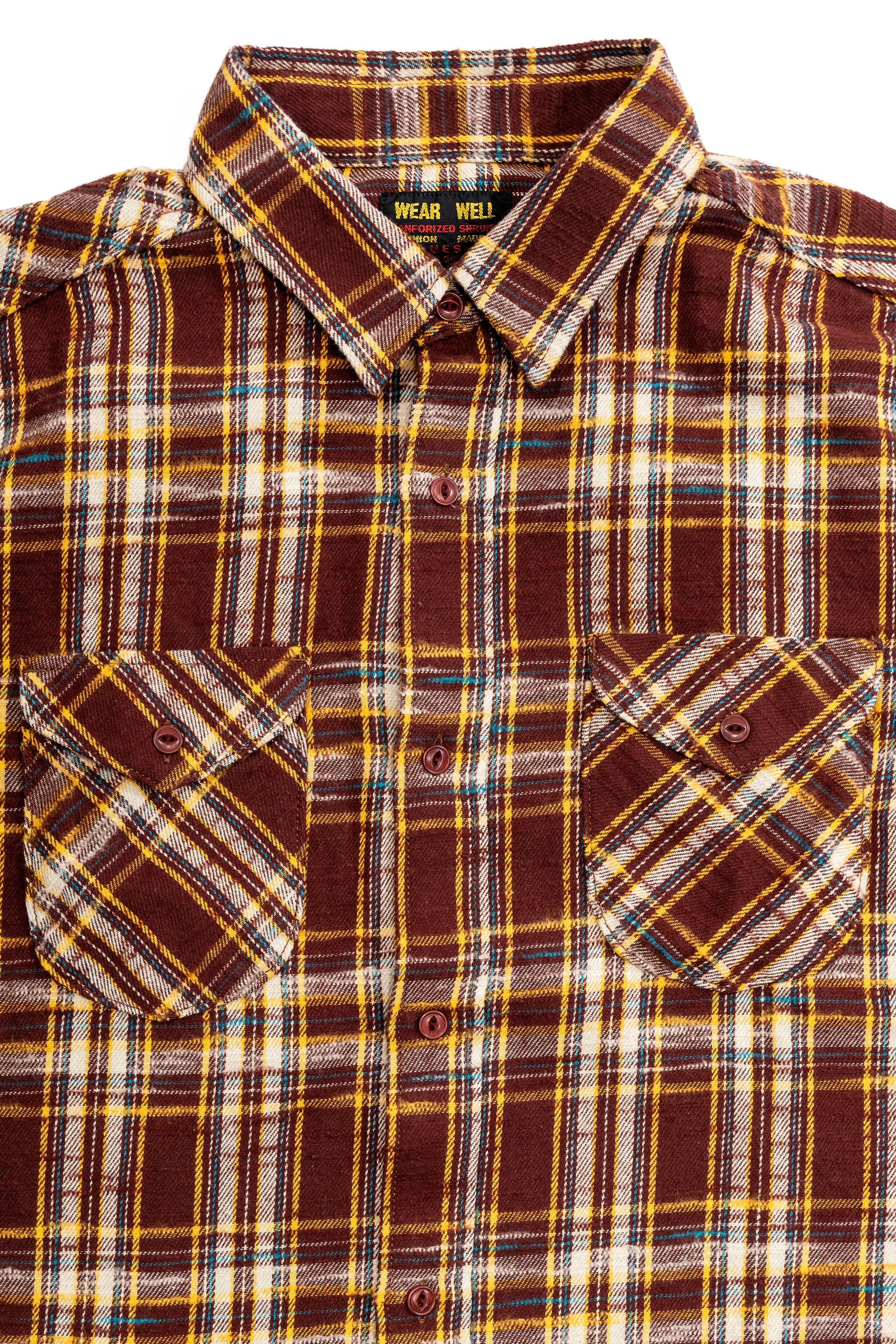 UES 502655 Slubby Flannel Shirt - Brown